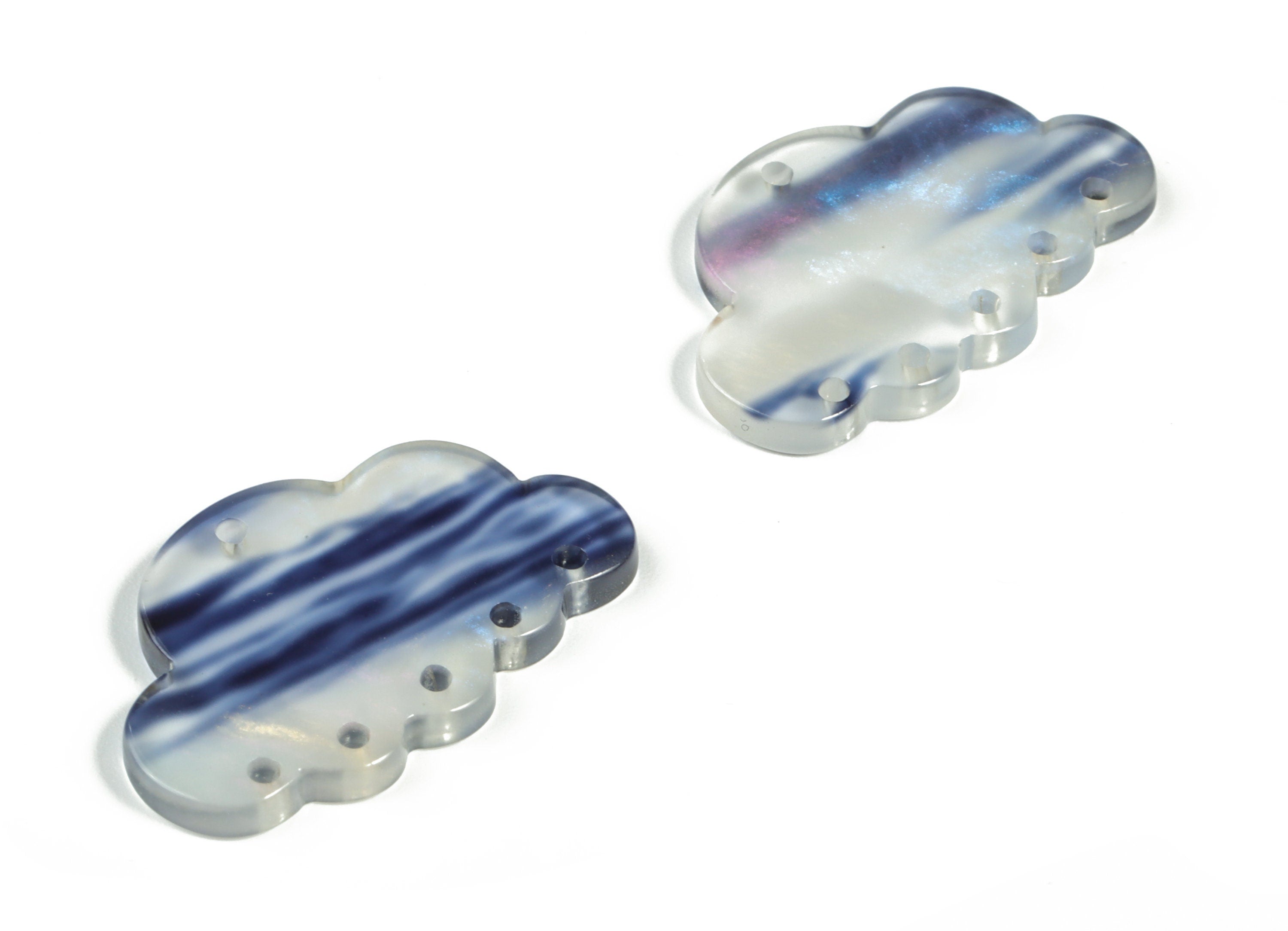 Acrylic Could Earring Connector - Acrylic Could Charms - 6 Holes - Jewelry Making Supplies - Color Code:A571 - 30x18.74x2.56mm - AC2231-A571 - DOMEDBAZAAR