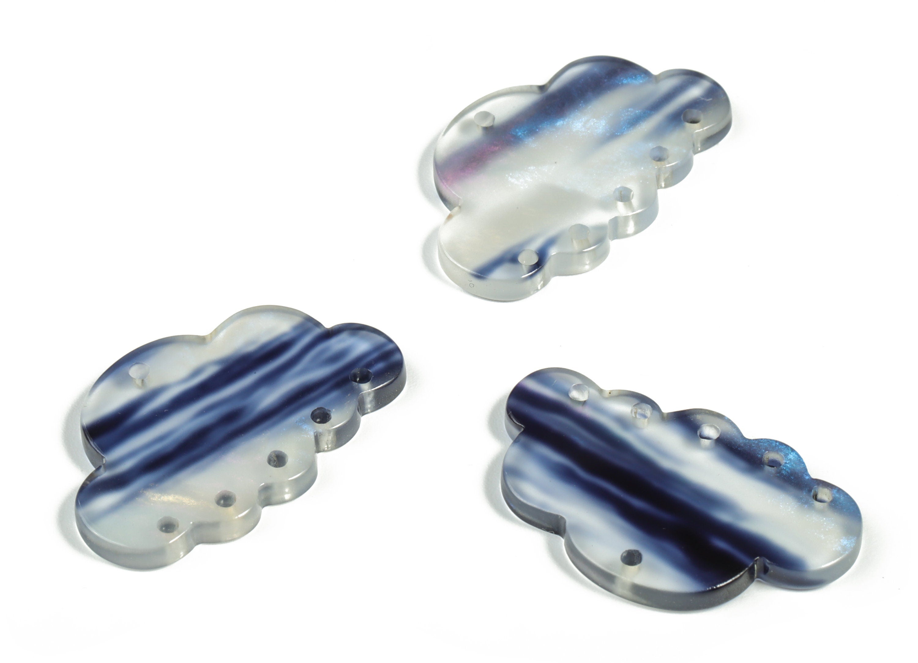 Acrylic Could Earring Connector - Acrylic Could Charms - 6 Holes - Jewelry Making Supplies - Color Code:A571 - 30x18.74x2.56mm - AC2231-A571 - DOMEDBAZAAR