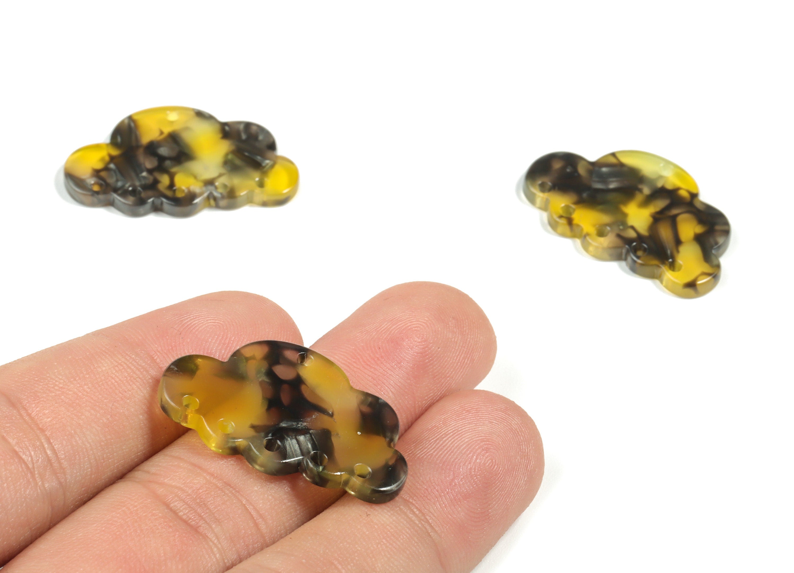 Acrylic Could Earring Connector - Acrylic Could Charms - 6 Holes - Jewelry Making Supplies - Color Code:A570 - 30x18.72x2.56mm - AC2231-A570 - DOMEDBAZAAR