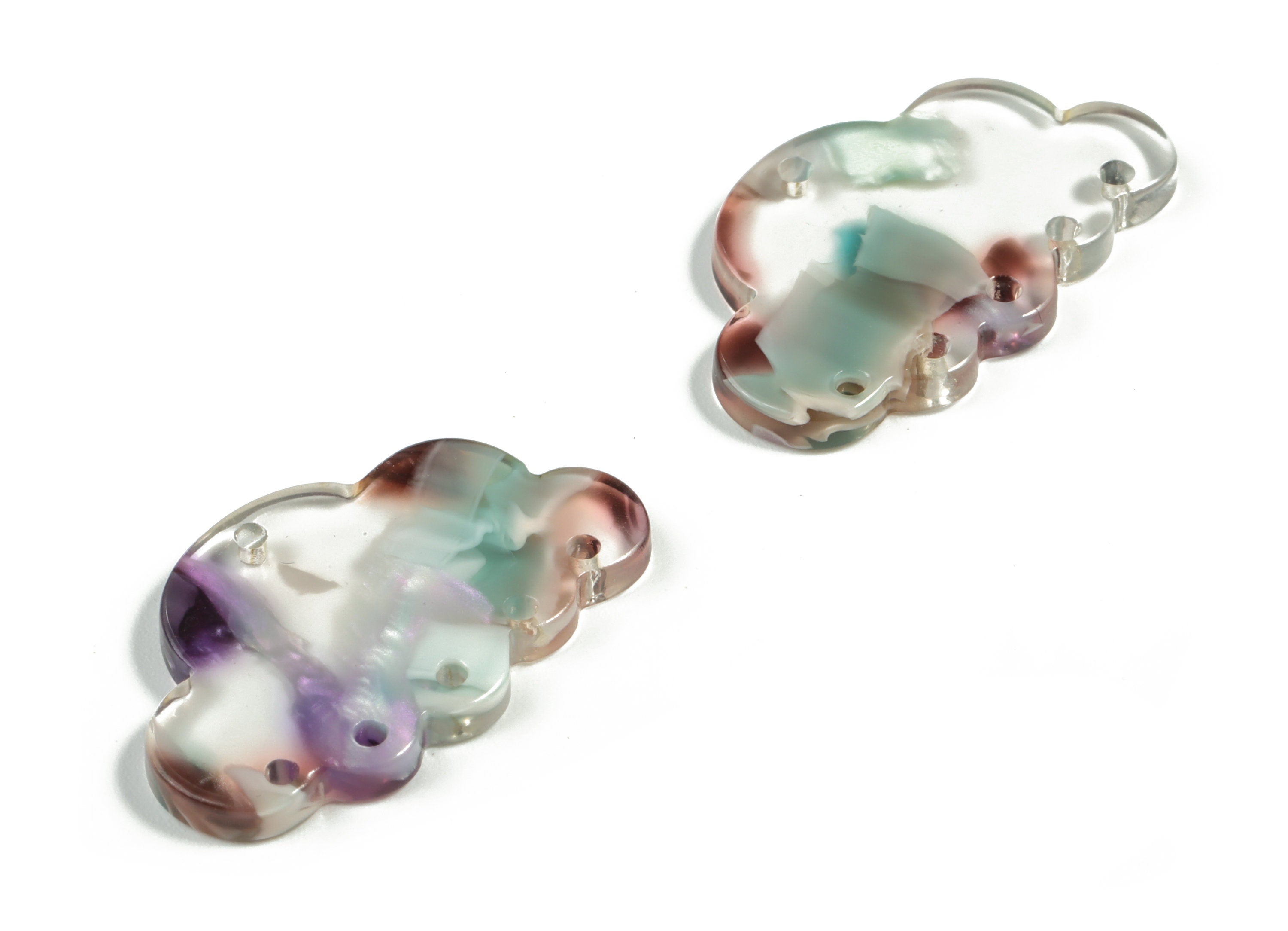 Acrylic Could Earring Connector - Acrylic Could Charms - 6 Holes - Jewelry Making Supplies - Color Code:A573 - 30x18.62x2.6mm - AC2231-A573 - DOMEDBAZAAR