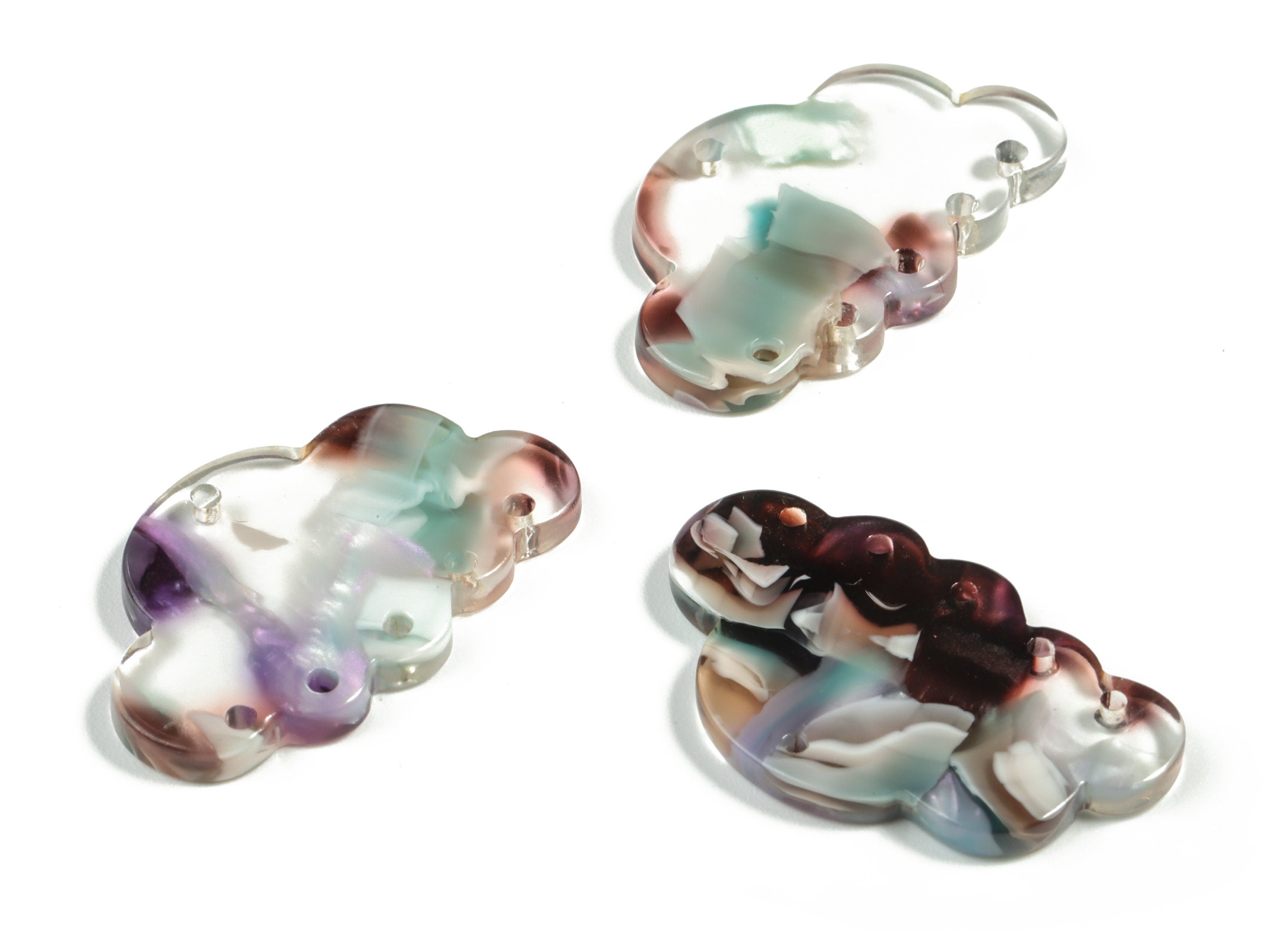 Acrylic Could Earring Connector - Acrylic Could Charms - 6 Holes - Jewelry Making Supplies - Color Code:A573 - 30x18.62x2.6mm - AC2231-A573 - DOMEDBAZAAR