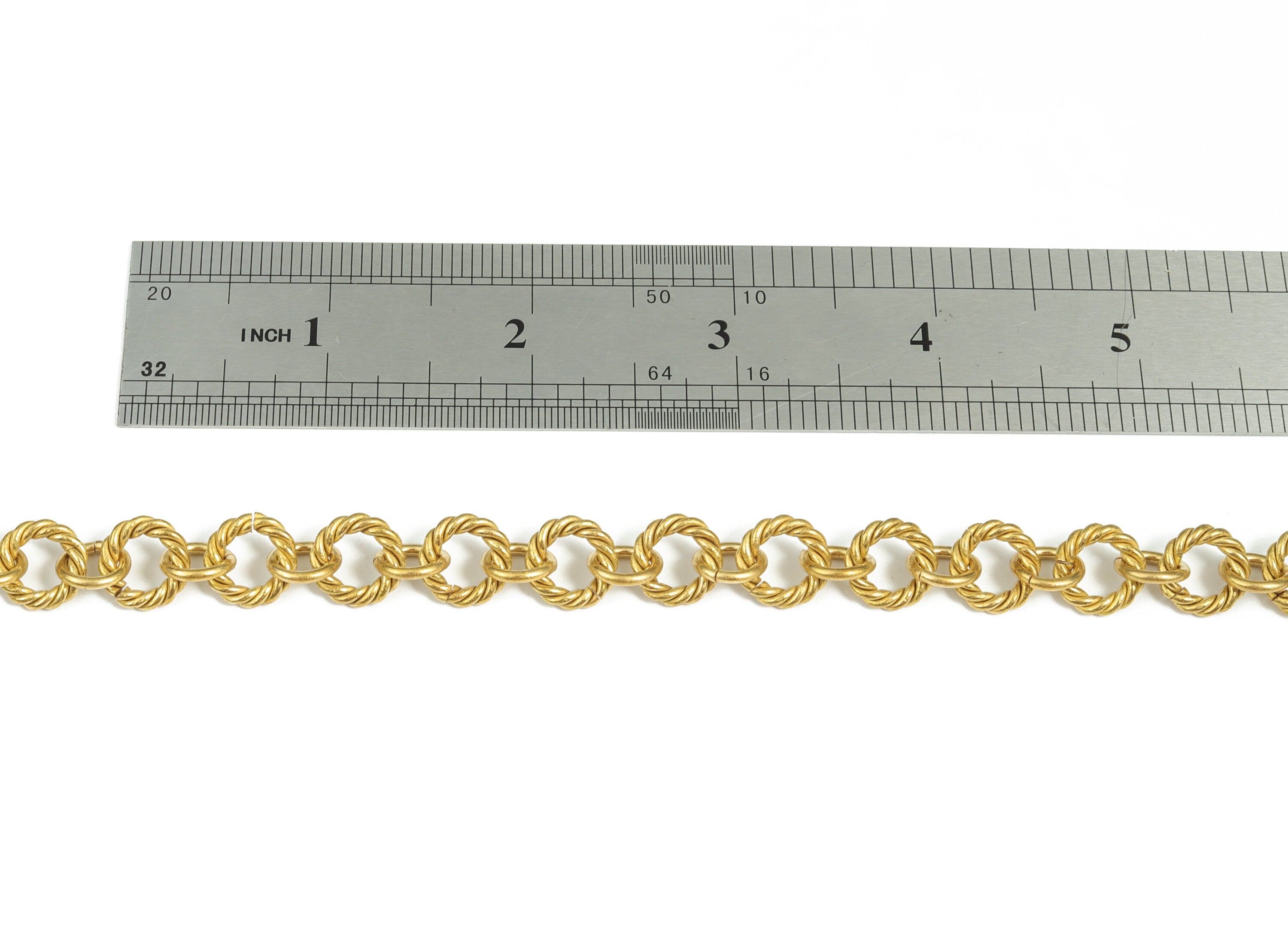 Round Rolo Cable Chain - Raw Brass Textured Round Cable Chain - Round Openlink Chain - For Necklace Bracelet 0.45"x0.45"x0.10" CC1194 - DOMEDBAZAAR