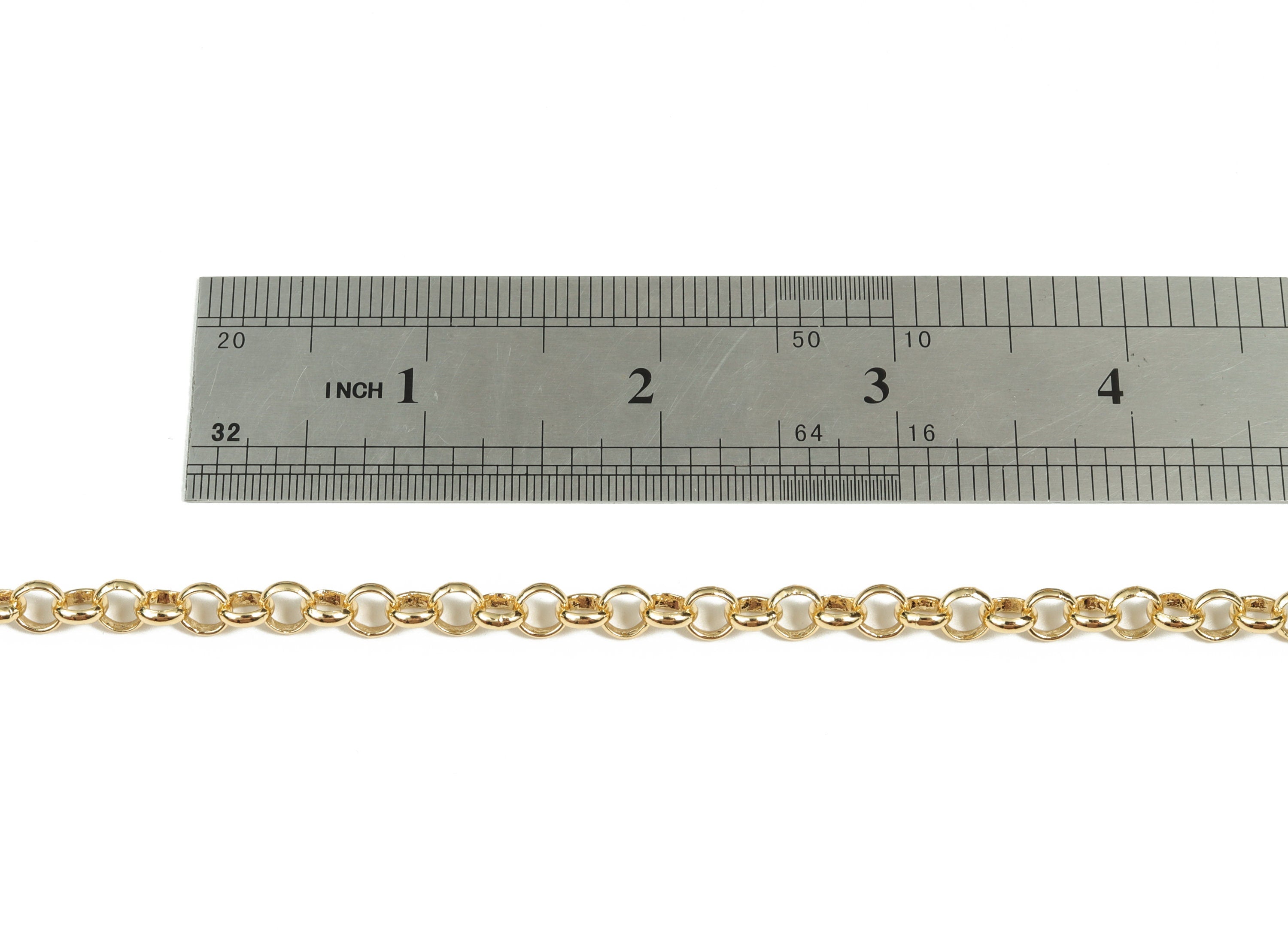 Gold Round Soldered Rolo Chain - 18K Real Gold Brass Round Cable Chain - Round Cable Chain - For Necklace Bracelet 0.24"x0.24"x0.03" RGP2938 - DOMEDBAZAAR