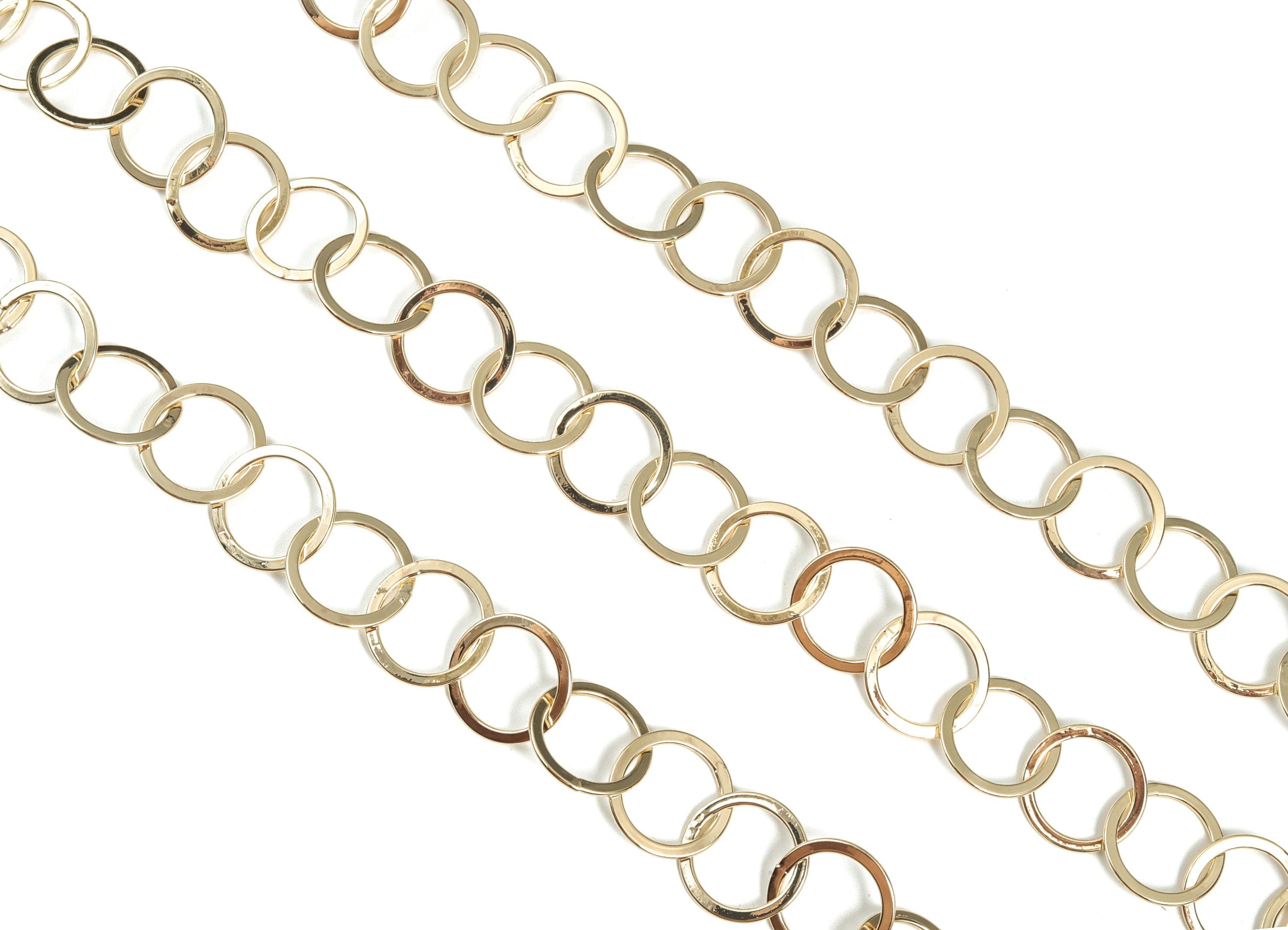 Gold Flat Round Link Chain - 18K Real Gold Brass Round Soldered Huge Link Chain - Soldered Round Chain - 0.75"x0.75"x0.04" RGP2955 - DOMEDBAZAAR