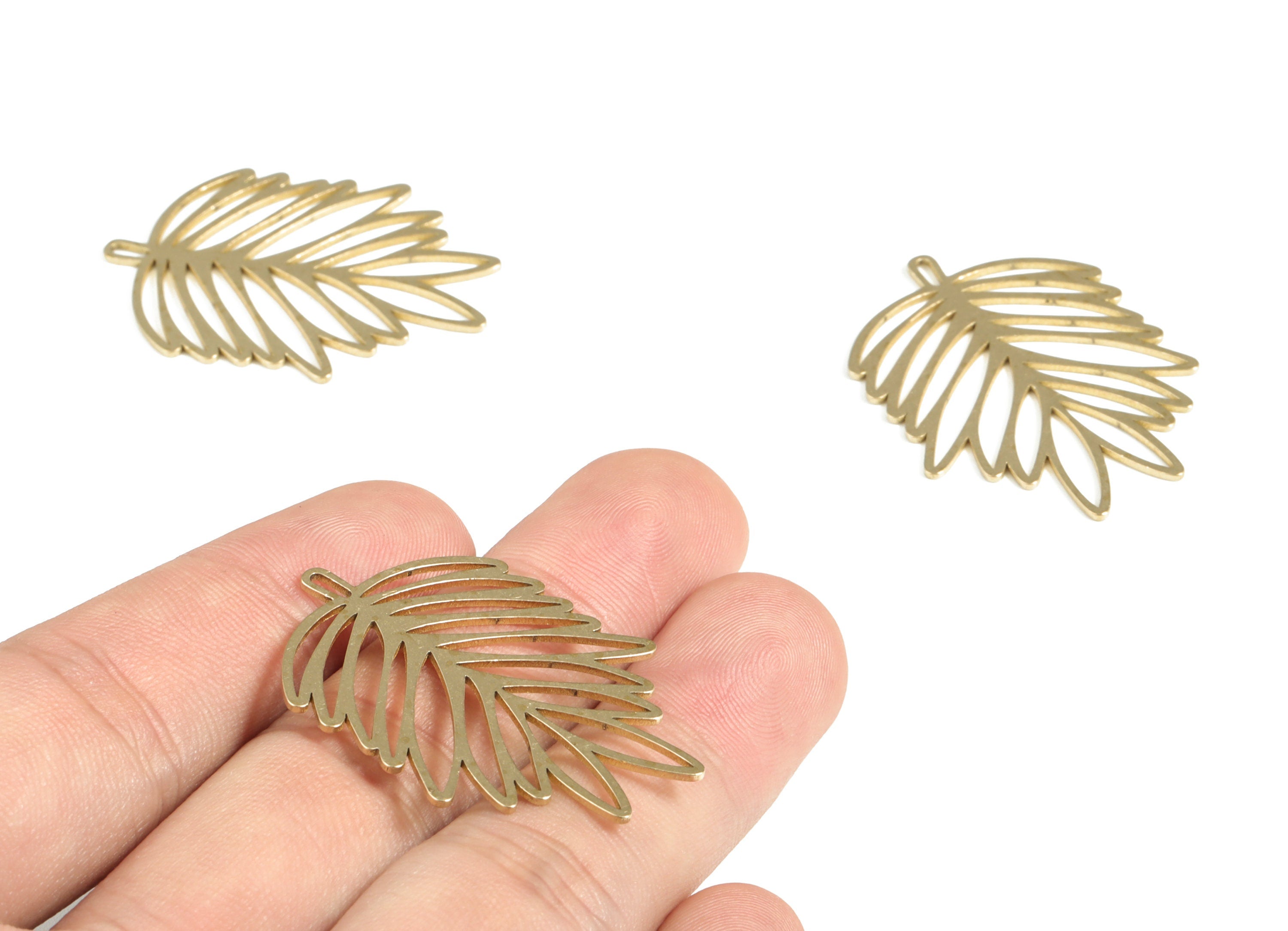 Brass Leaves Earring Charms - Raw Brass Leaves Pendant - Earring Findings - Jewelry Making Supplies - 38.5x28.44x0.79mm - PP3992 - DOMEDBAZAAR
