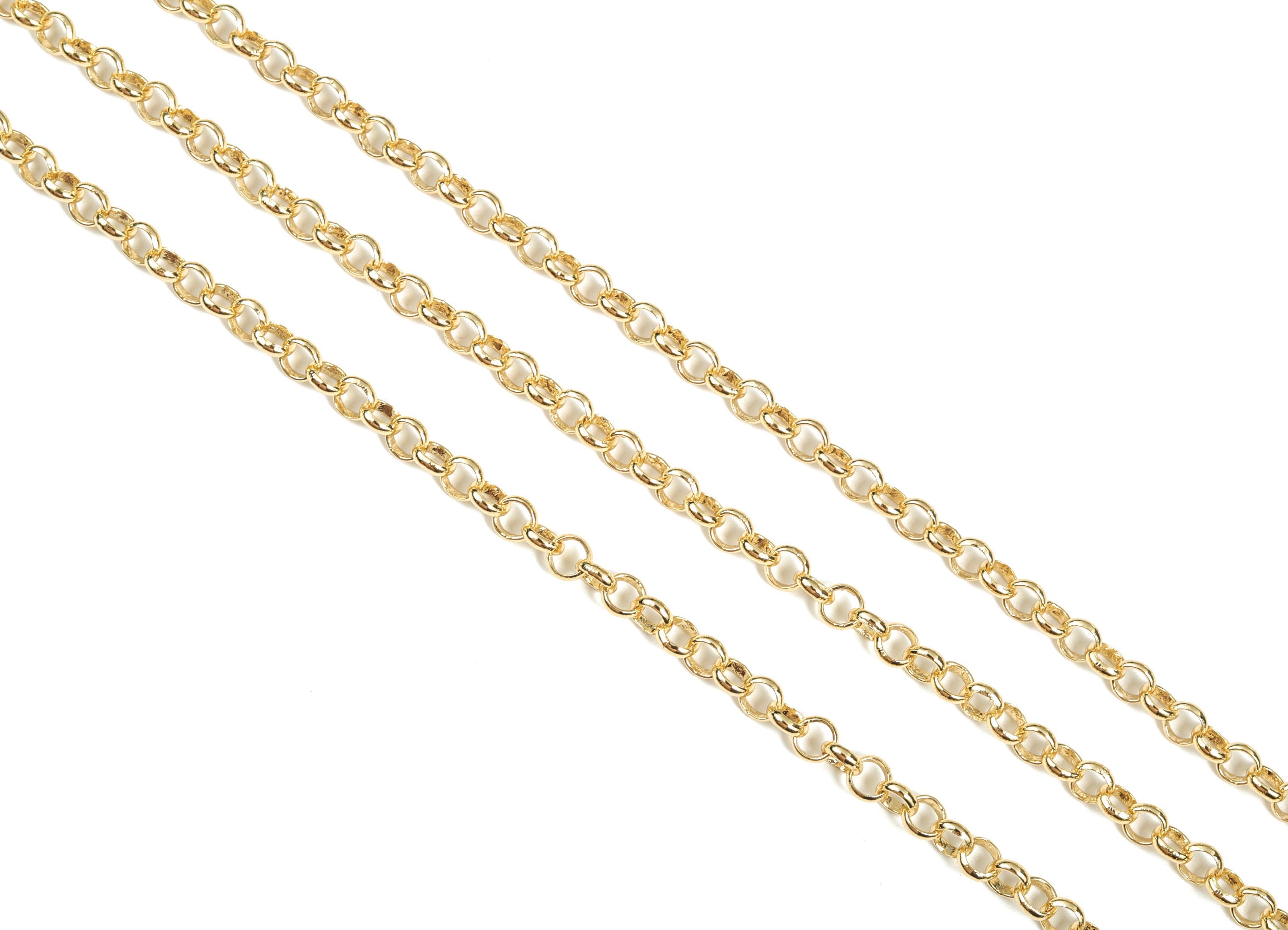 Gold Round Soldered Rolo Chain - 18K Real Gold Brass Round Cable Chain - Round Cable Chain - For Necklace Bracelet 0.24"x0.24"x0.03" RGP2938 - DOMEDBAZAAR