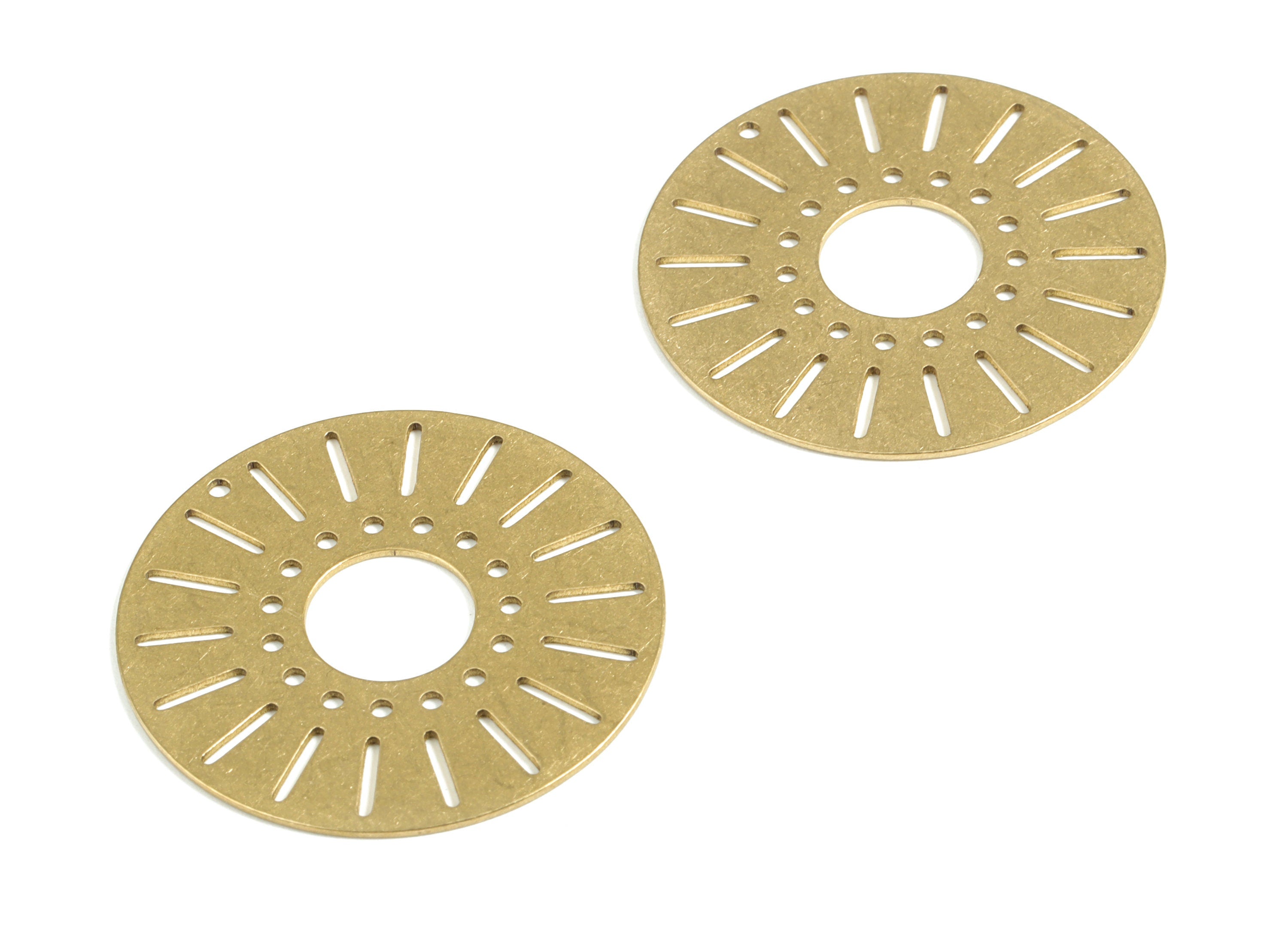 Brass Streaked Round Earring Charms - Raw Brass Circle Streaked Pendant - Earring Findings - Jewelry Supplies - 35.03x35.03x0.68mm - PP3969 - DOMEDBAZAAR