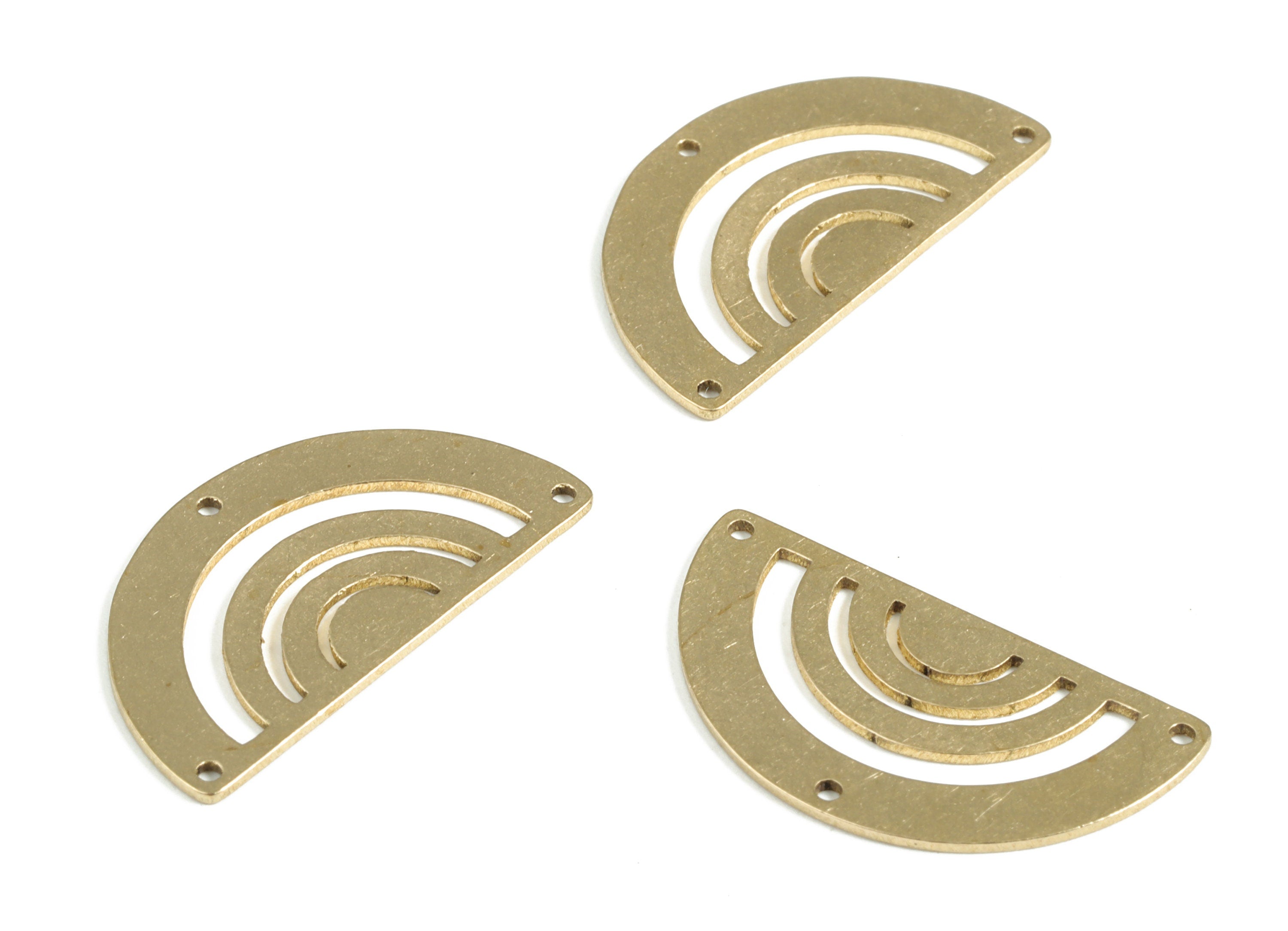 Brass Half Moon Earring Connector - Raw Brass Semi Circle Charms - Earrings Finding - Jewelry Supplies - 25.04x13.58x0.77mm- PP3965 - DOMEDBAZAAR