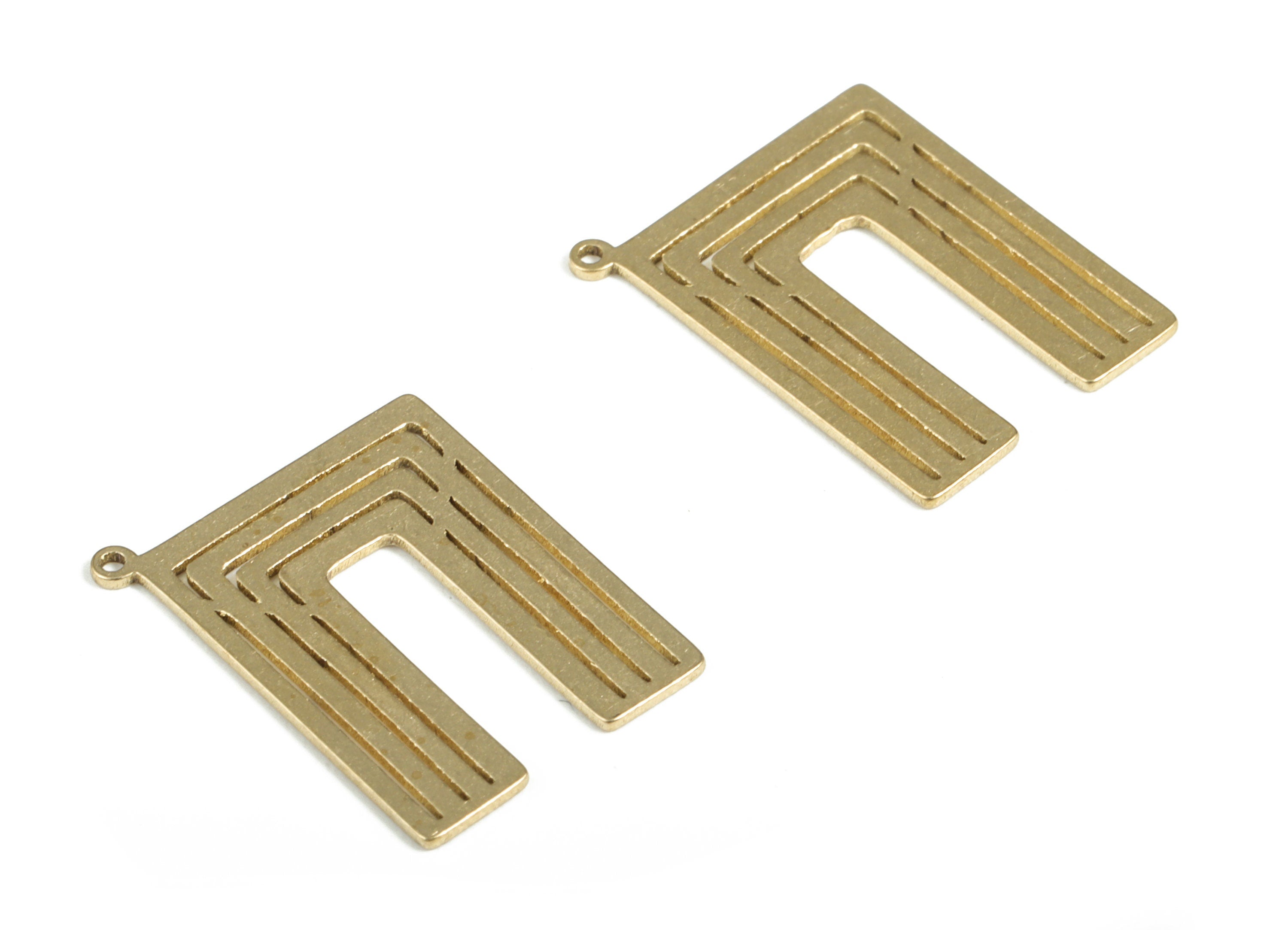 Brass U Shaped Geometry Charms Earring - Raw U Shaped Streaked Pendant - Earring Findings - Jewelry Supplies - 18.34x14.13x0.6mm - PP4046 - DOMEDBAZAAR