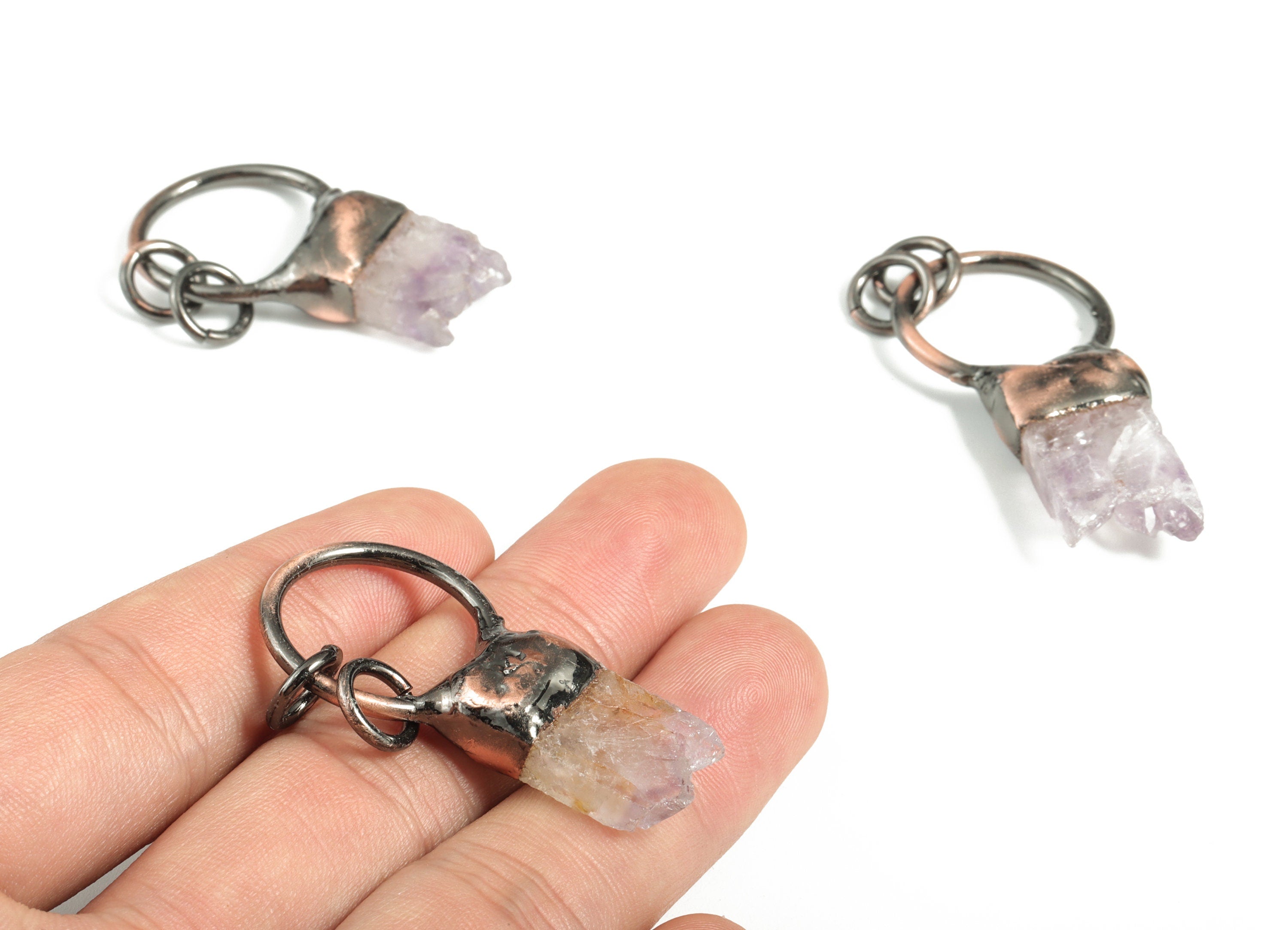 Raw Amethyst Crystal Charms – Tumble Amethyst Stone Pendant – DIY Jewelry Making Supplies – Average Size - 39.95×22.13×8.16mm - NS1302 - DOMEDBAZAAR