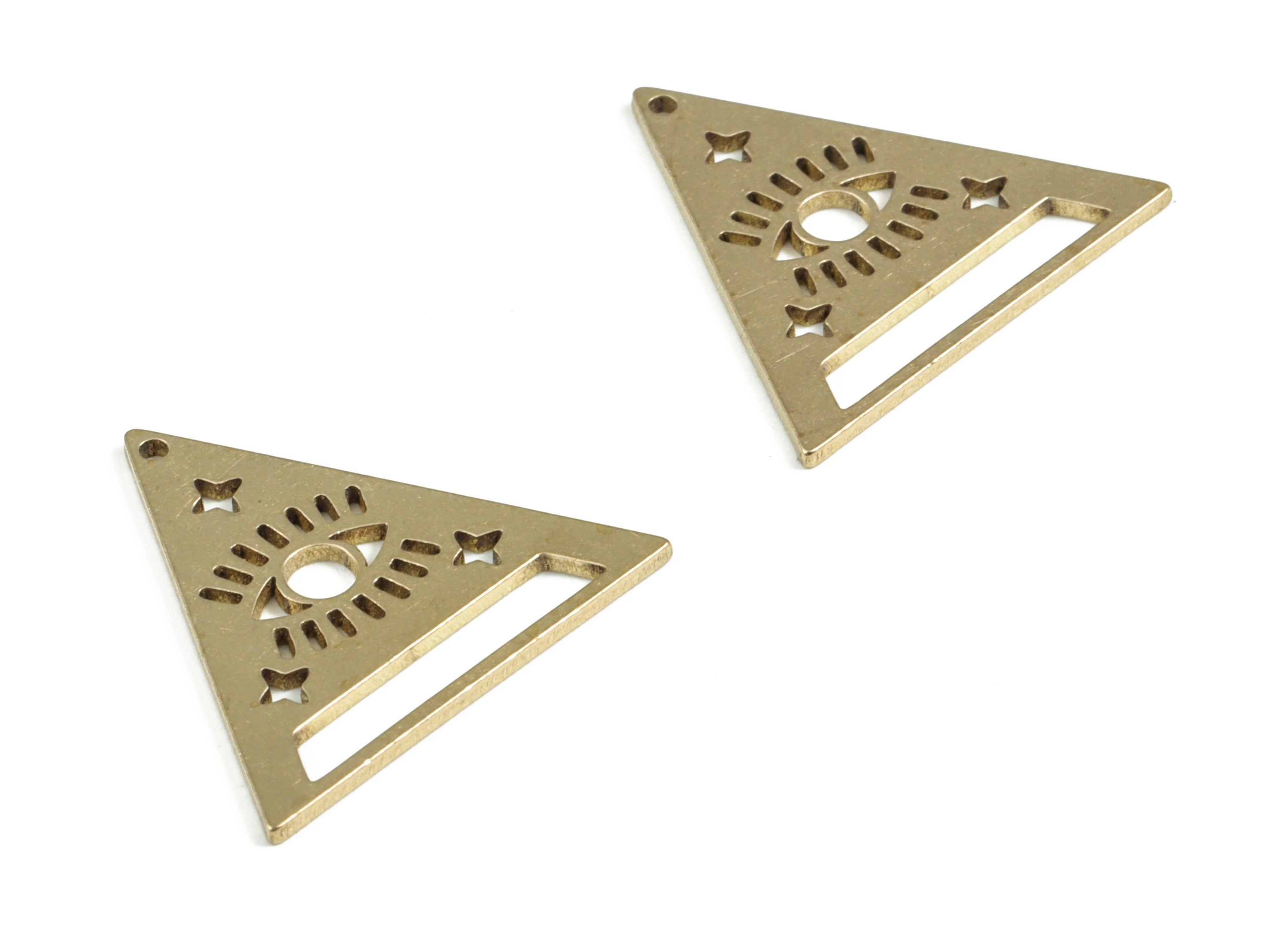 Brass Triangle Geometric Pendant - Raw Brass Eye Star Earring Charms - Earrings Finding - Jewelry Supplies - 23.58x22.33x0.97mm - PP4042 - DOMEDBAZAAR
