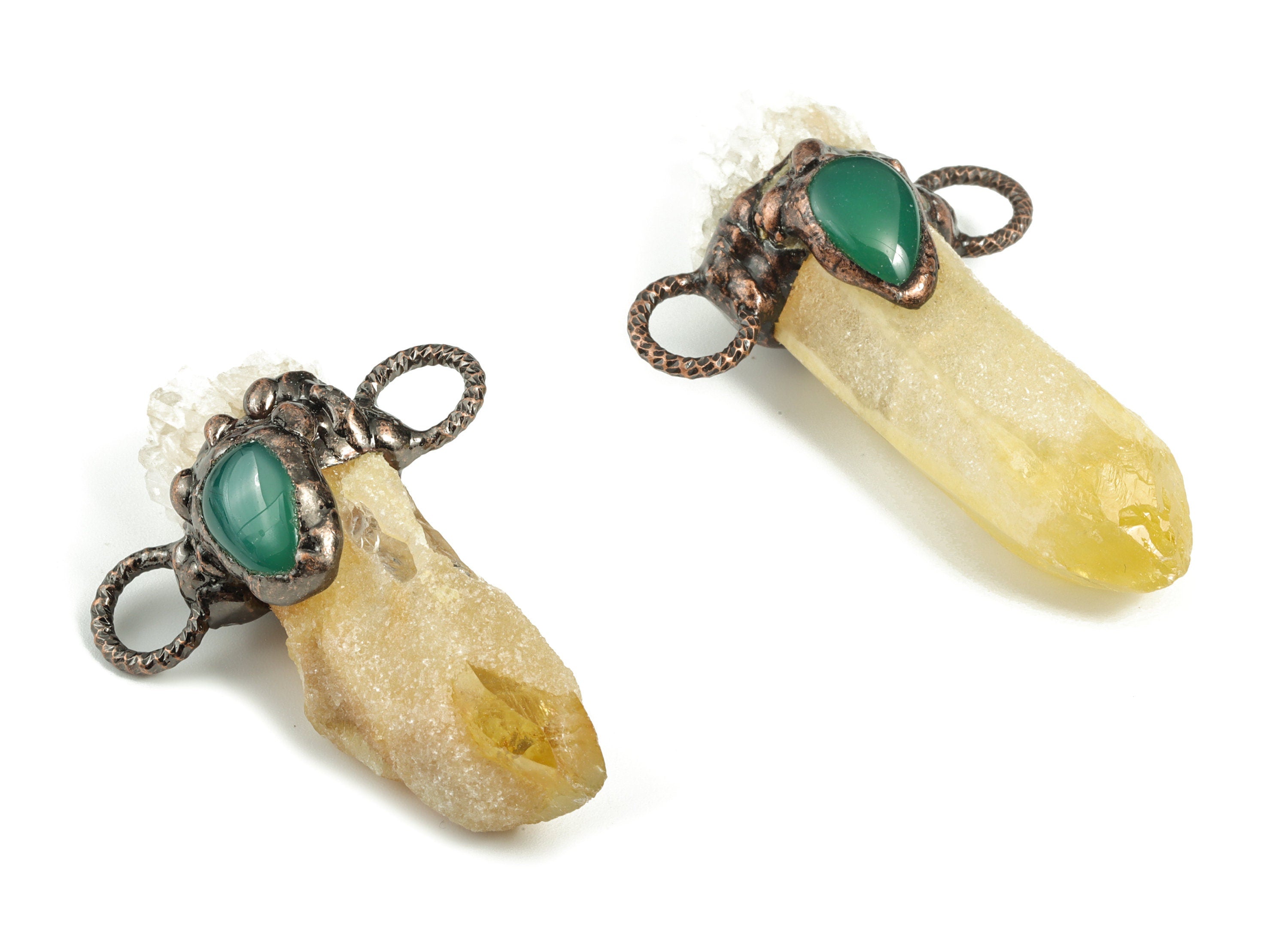 Yellow Crystal Bullet Pendant – Green Zircon Eye Jewelry Charm - Average Size – Jewelry Making Supplies - 63.18x40.92x22.27mm - NS1318 - DOMEDBAZAAR