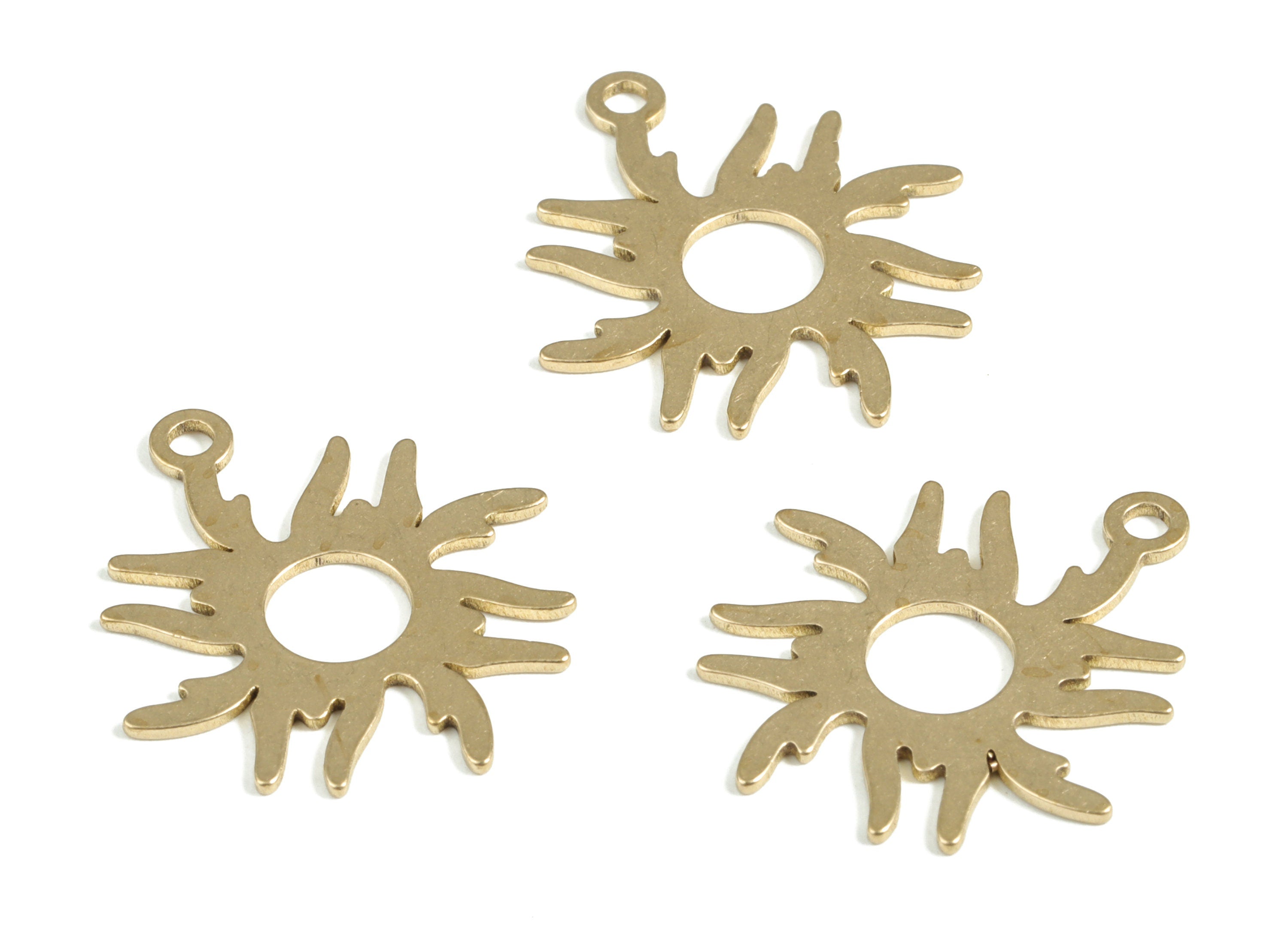 Brass Sun Earring Charms - Raw Brass Sun Pendant - Earring Findings - Jewelry Making Supplies - 25.04x20.36x0.79mm - PP3991 - DOMEDBAZAAR