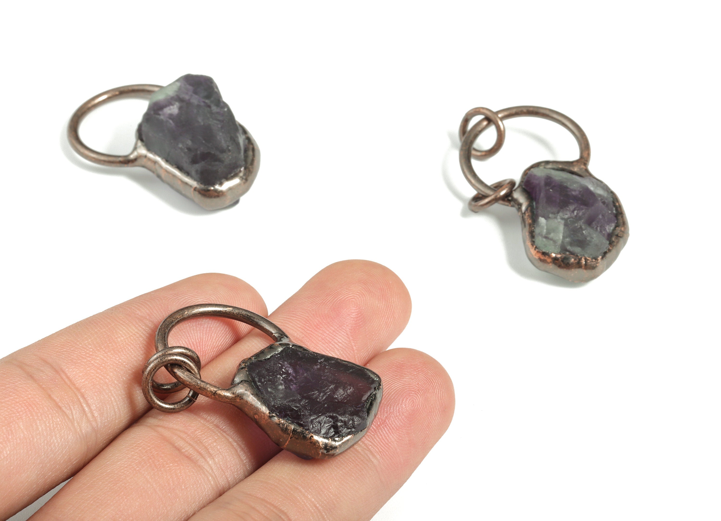 Green Fluorite Pendant Charm - Emerald Crystal Charm – Green Fluorite Gemstone Charm - Average Size - 35.04× 19.04× 11.81mm - NS1337 - DOMEDBAZAAR