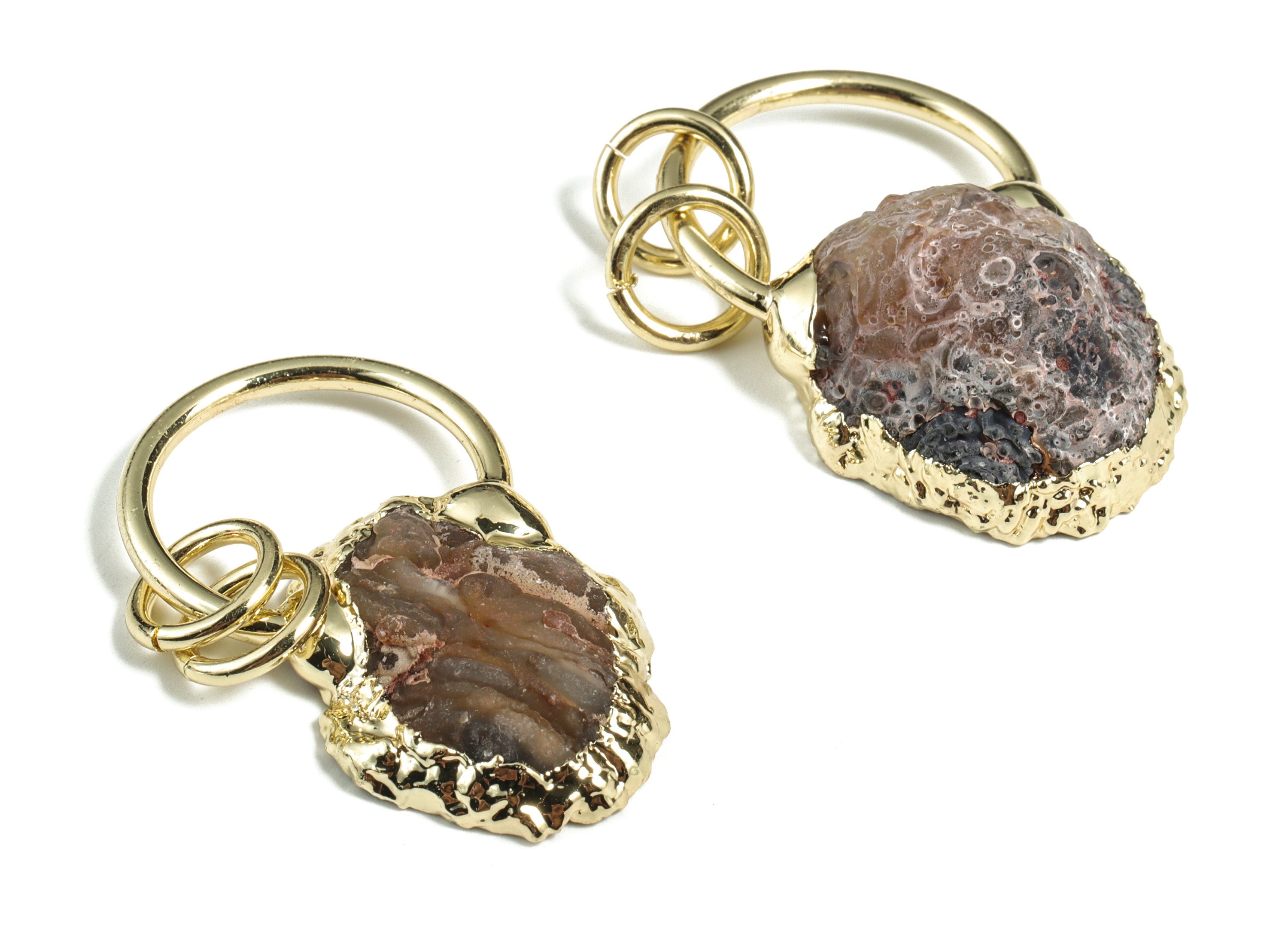 Druzy Agate Pendant - Druzy Agate Charm - Crystal Druzy Agate Earring Charm – Jewelry Making - Average Size - 39.36× 23.95× 12.3mm - NS1339 - DOMEDBAZAAR