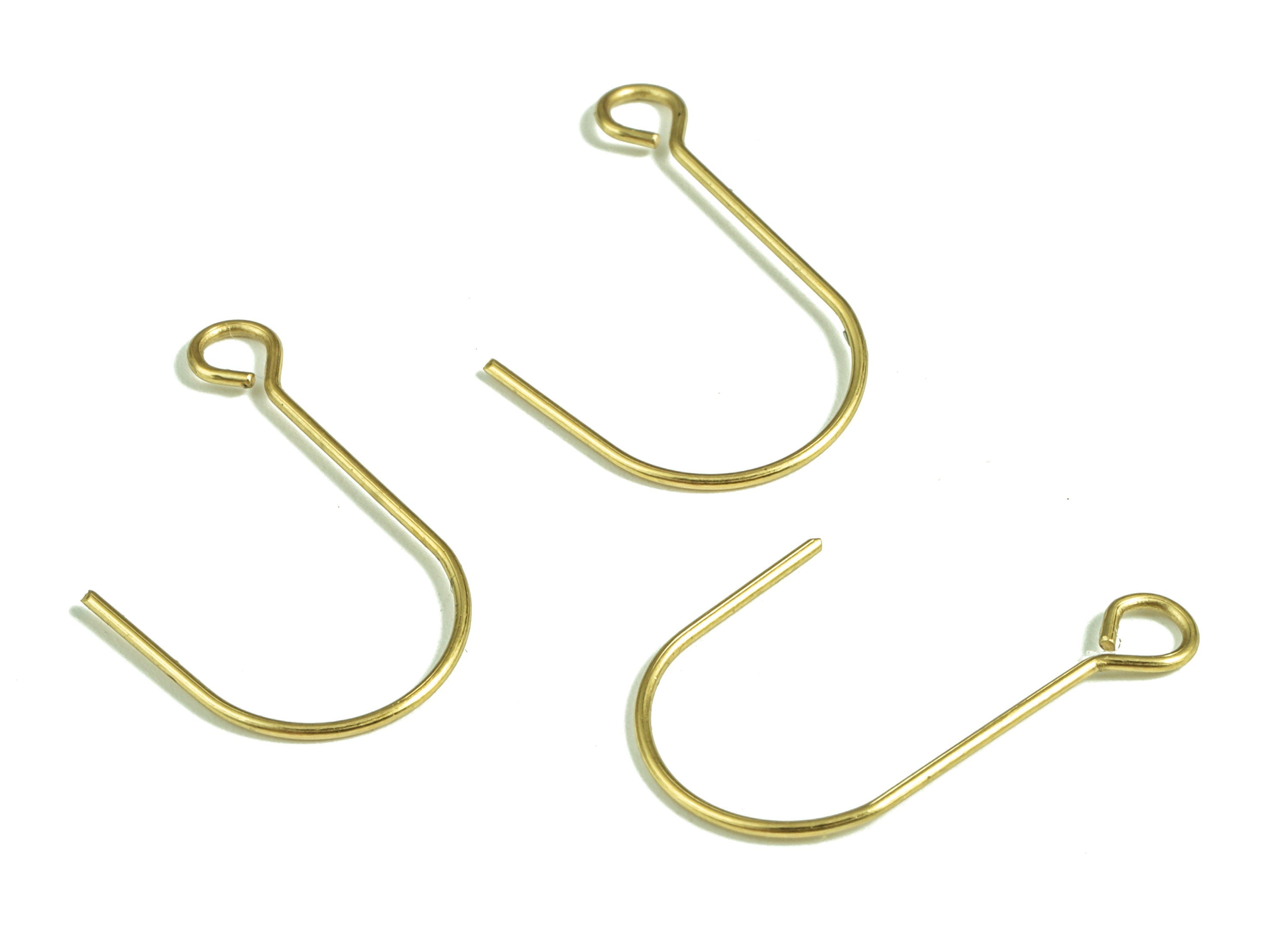 Raw Brass Hook Charms - Brass Earring Connector- Raw Brass Earring Charms - Brass Wire Pendant -Jewelry Supplies - 25.4x14.77x0.78mm -PP3976 - DOMEDBAZAAR