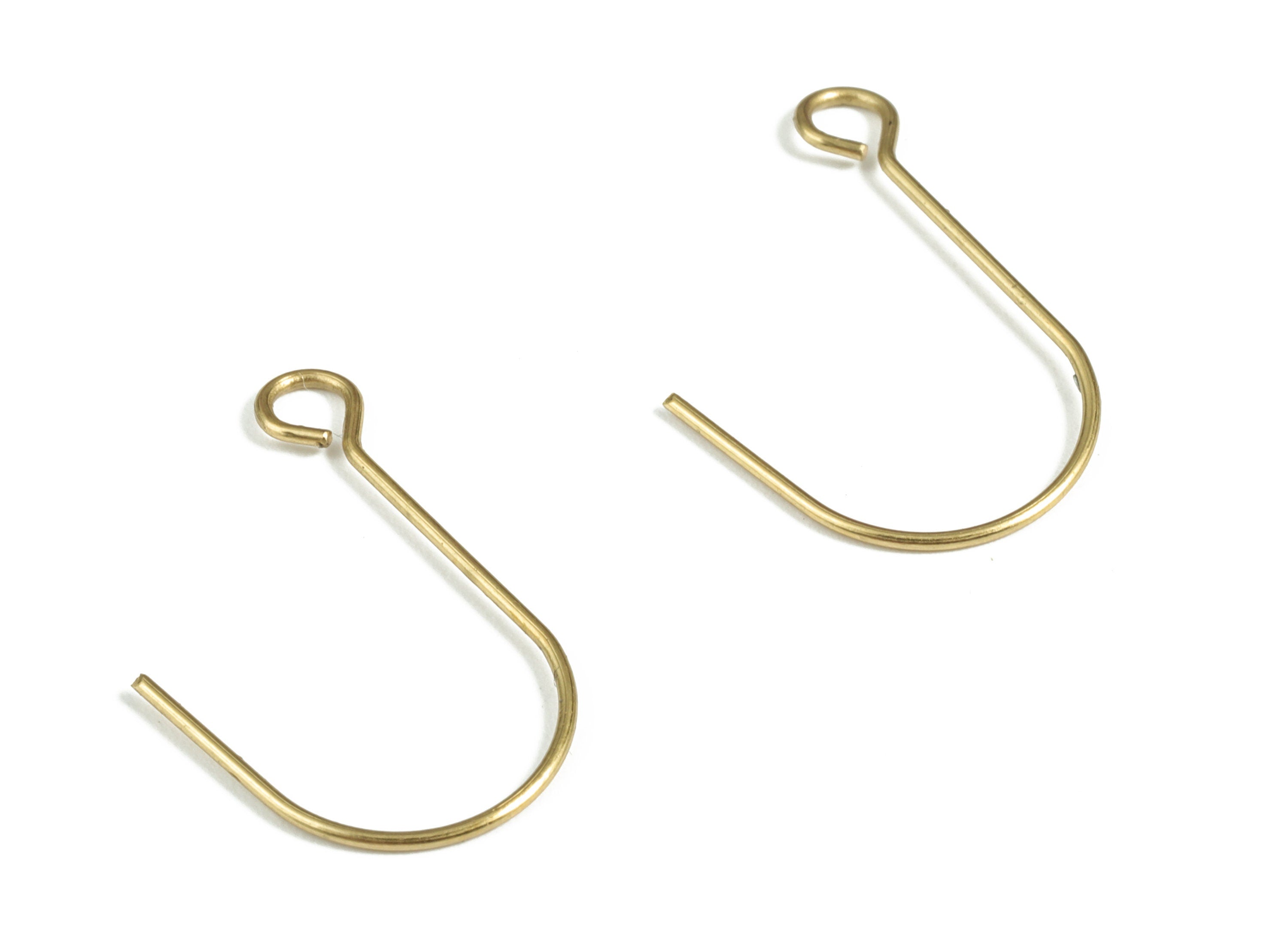 Raw Brass Hook Charms - Brass Earring Connector- Raw Brass Earring Charms - Brass Wire Pendant -Jewelry Supplies - 25.4x14.77x0.78mm -PP3976 - DOMEDBAZAAR