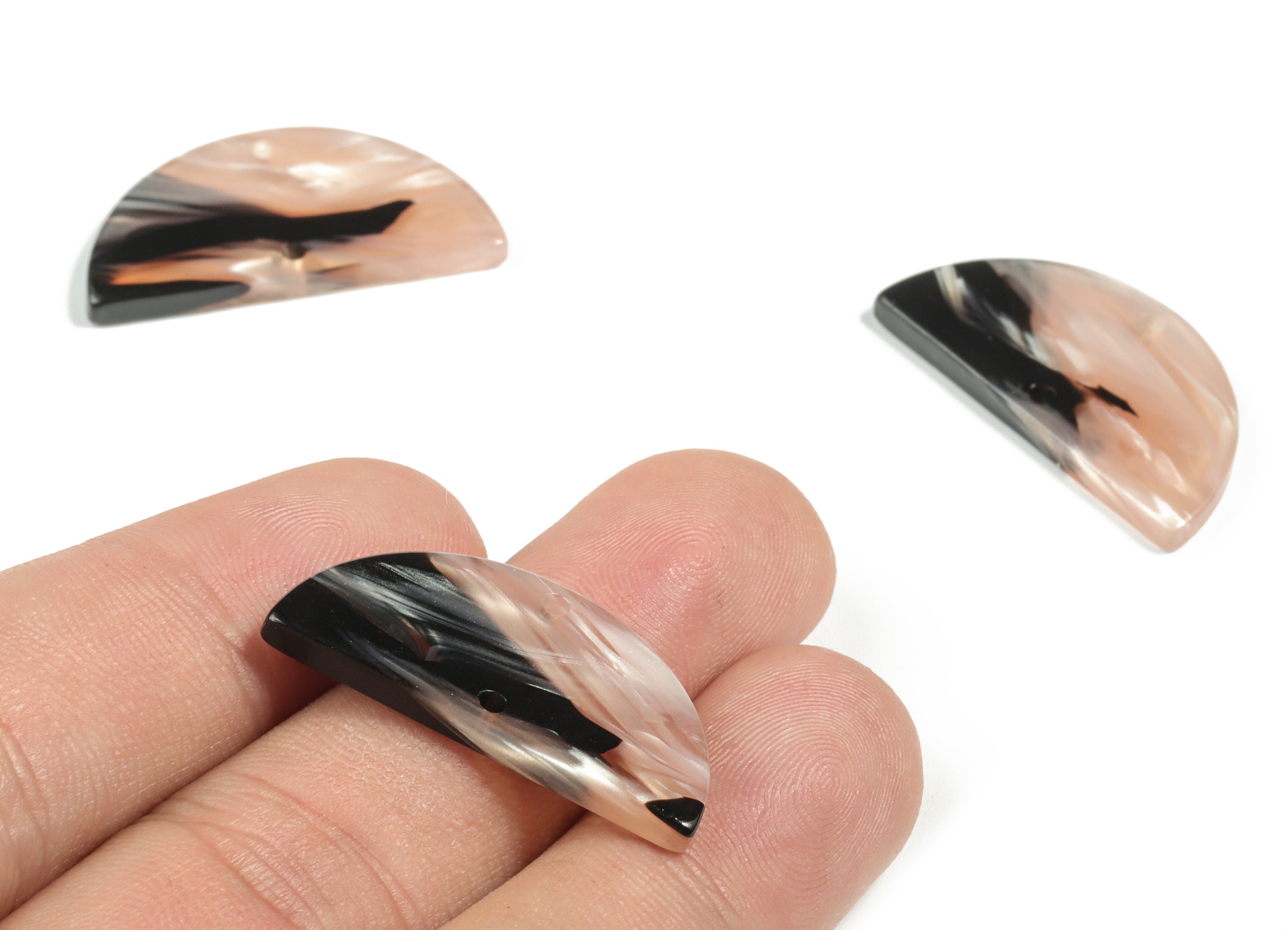 Acetate Semicircle Connectors - 2 Holes - Half Moon Earrings - Jewelry Making Supplies - Color Code:A572 - 29.37x14.99x2.63mm - AC2232-A572 - DOMEDBAZAAR