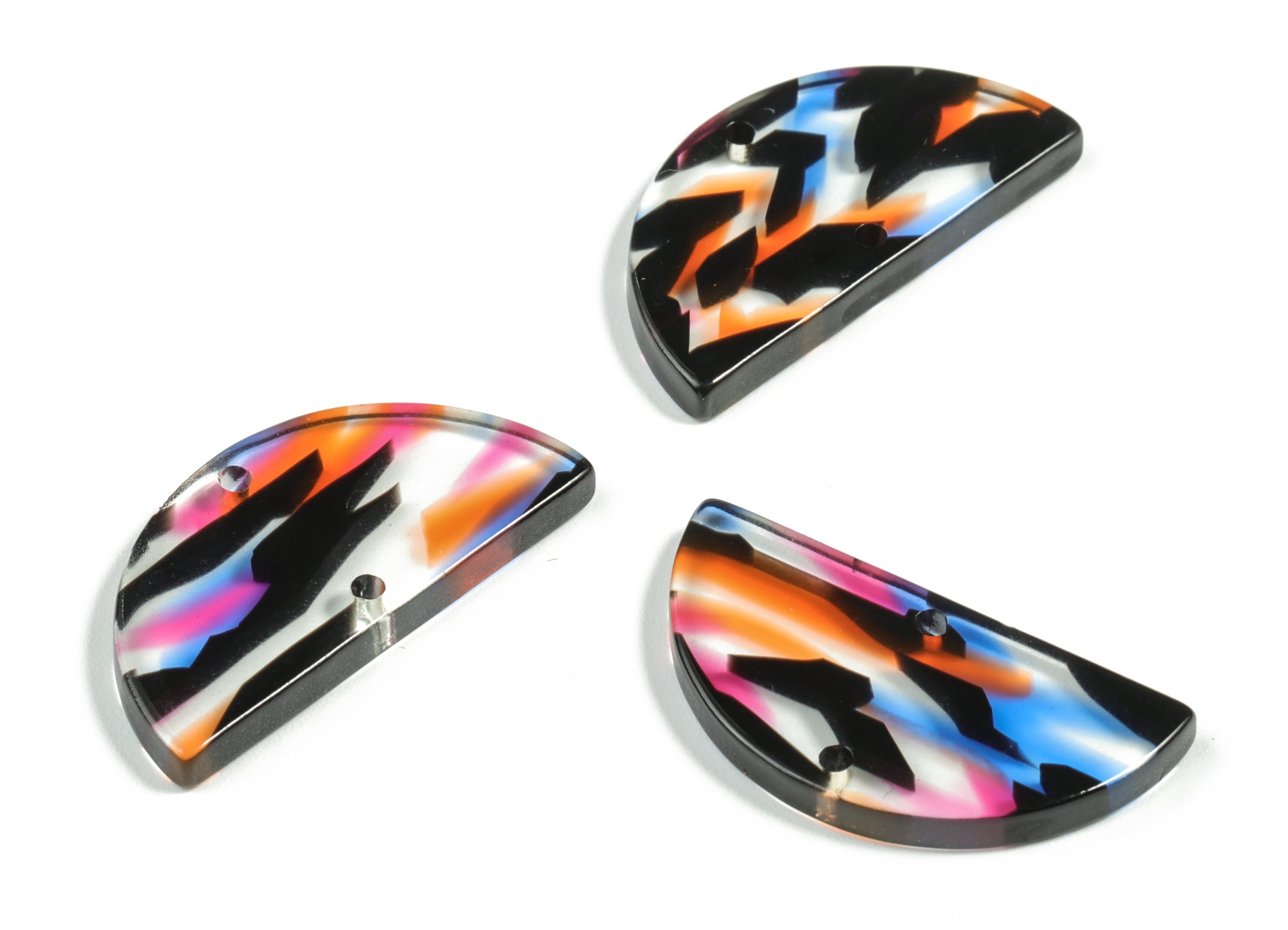 Acetate Semicircle Connectors - 2 Holes - Half Moon Earrings - Jewelry Making Supplies - Color Code:A565 - 29.68x15.13x2.94mm - AC2232-A565 - DOMEDBAZAAR