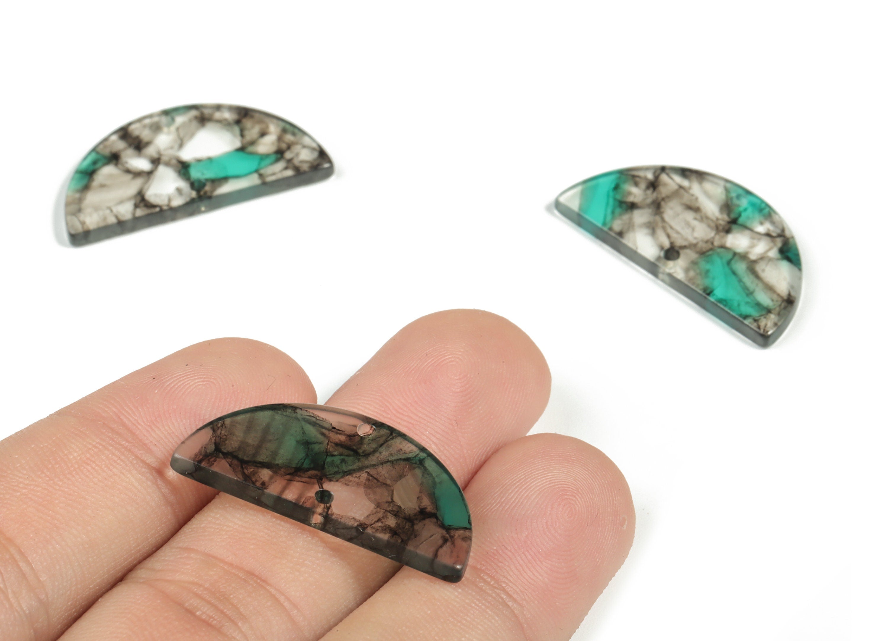 Acetate Semicircle Connectors - 2 Holes - Half Moon Earrings - Jewelry Making Supplies - Color Code:A568 - 29.62x14.97x2.51mm - AC2232-A568 - DOMEDBAZAAR
