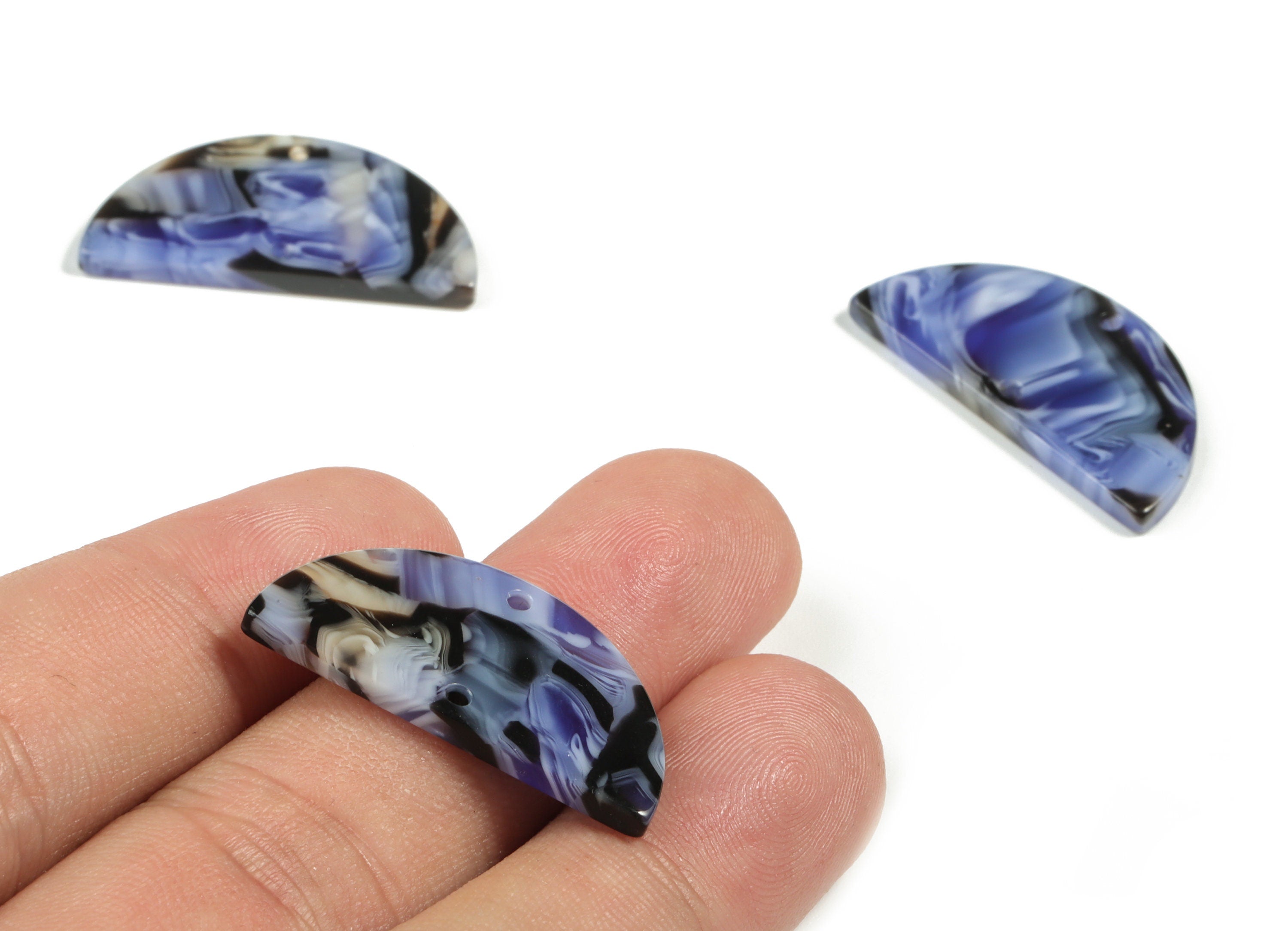 Acetate Semicircle Connectors - 2 Holes - Half Moon Earrings - Jewelry Making Supplies - Color Code:A5774 - 29.58x14.93x2.54mm - AC2232-A574 - DOMEDBAZAAR