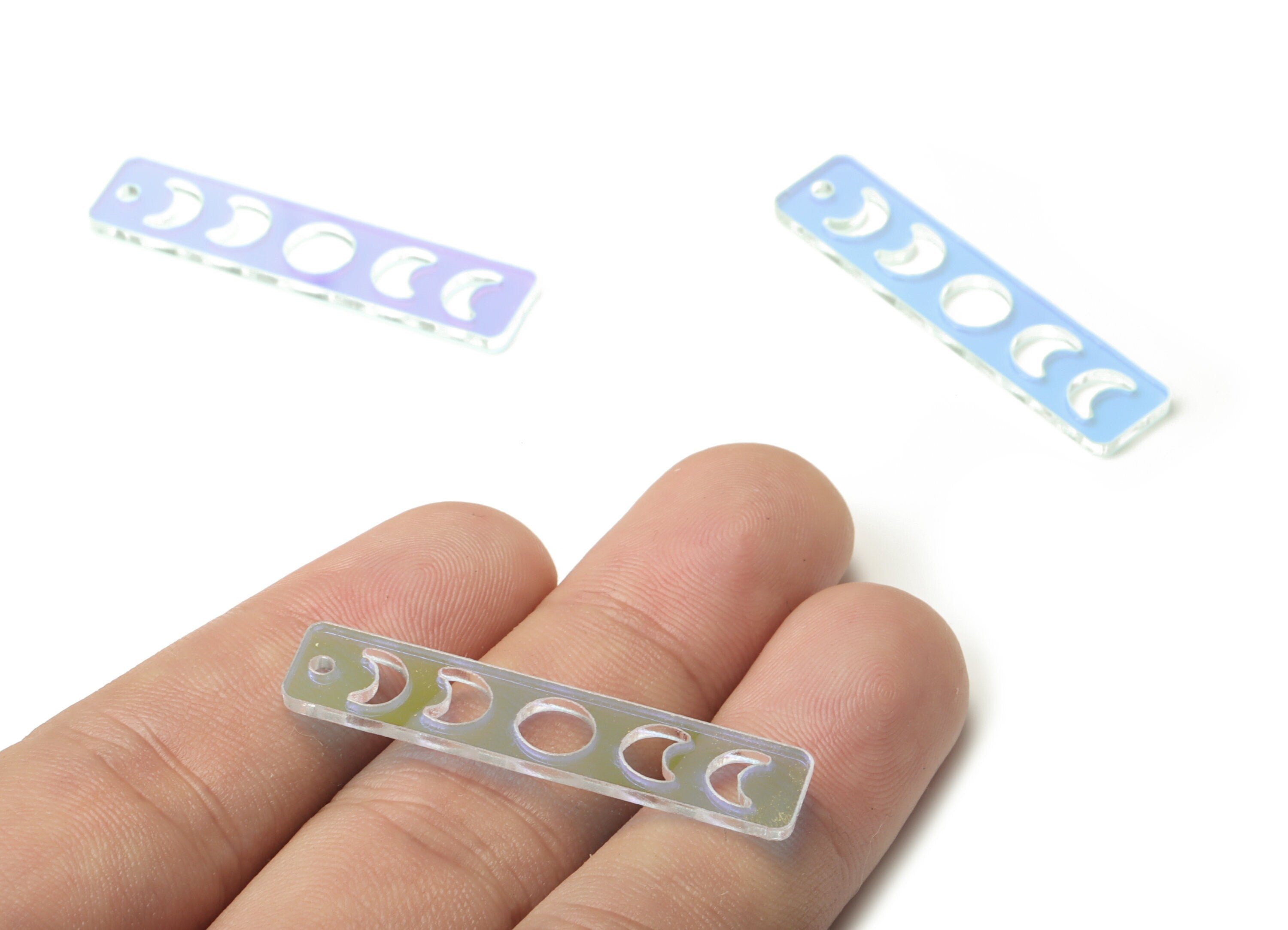 Colorful Acrylic Moon Phase Bar Earring Charms - Rectangle Pendant - Jewelry Supplies - Color Code:A575 - 39.61x9.12x1.72mm - AC2238-A575 - DOMEDBAZAAR