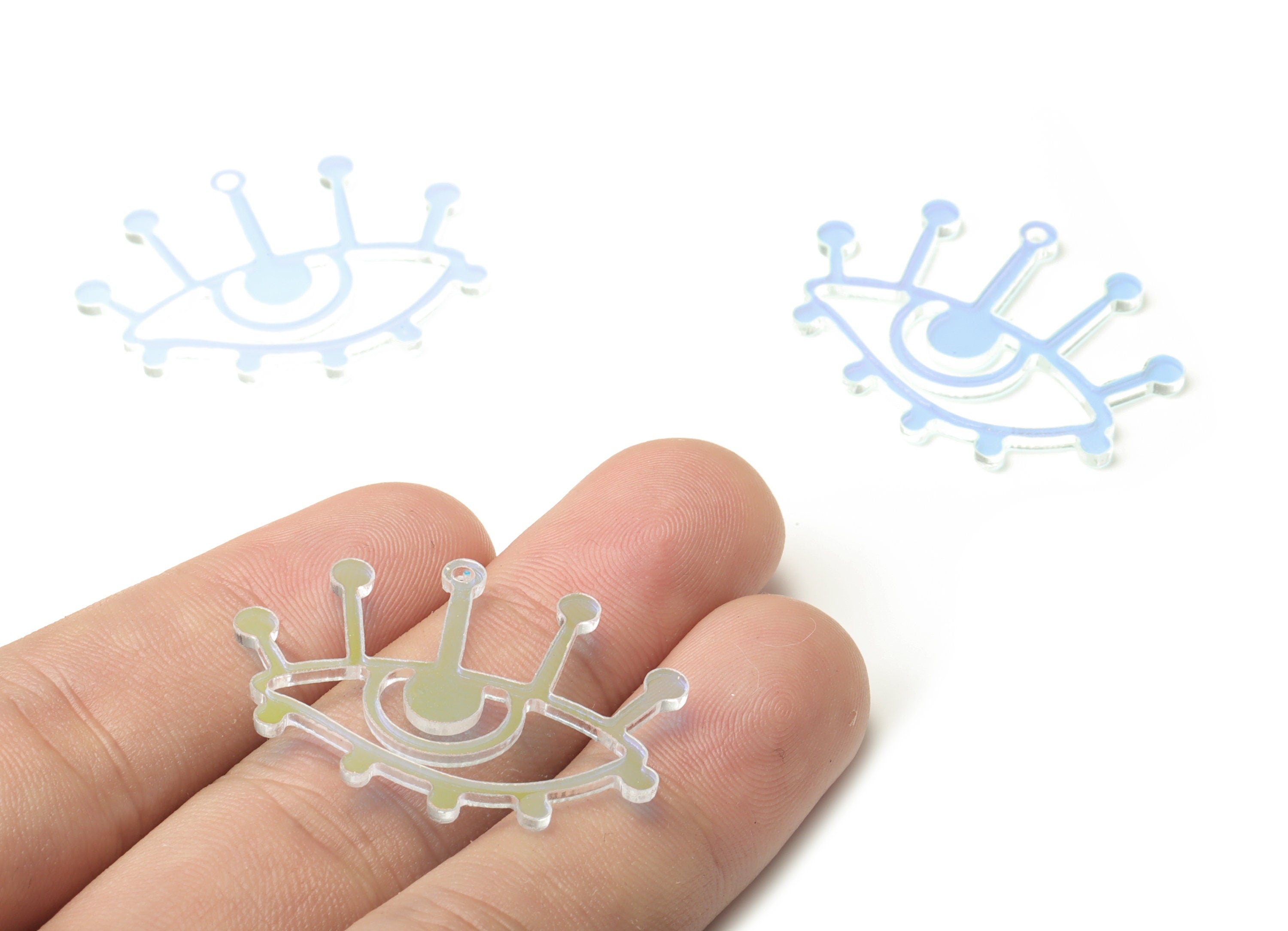 Colorful Acrylic Eye Earring Charms - Acrylic Eyelash Pendant - Jewelry Making Supplies - Color Code:A575 - 35.14x26.54x1.64mm - AC2237-A575 - DOMEDBAZAAR