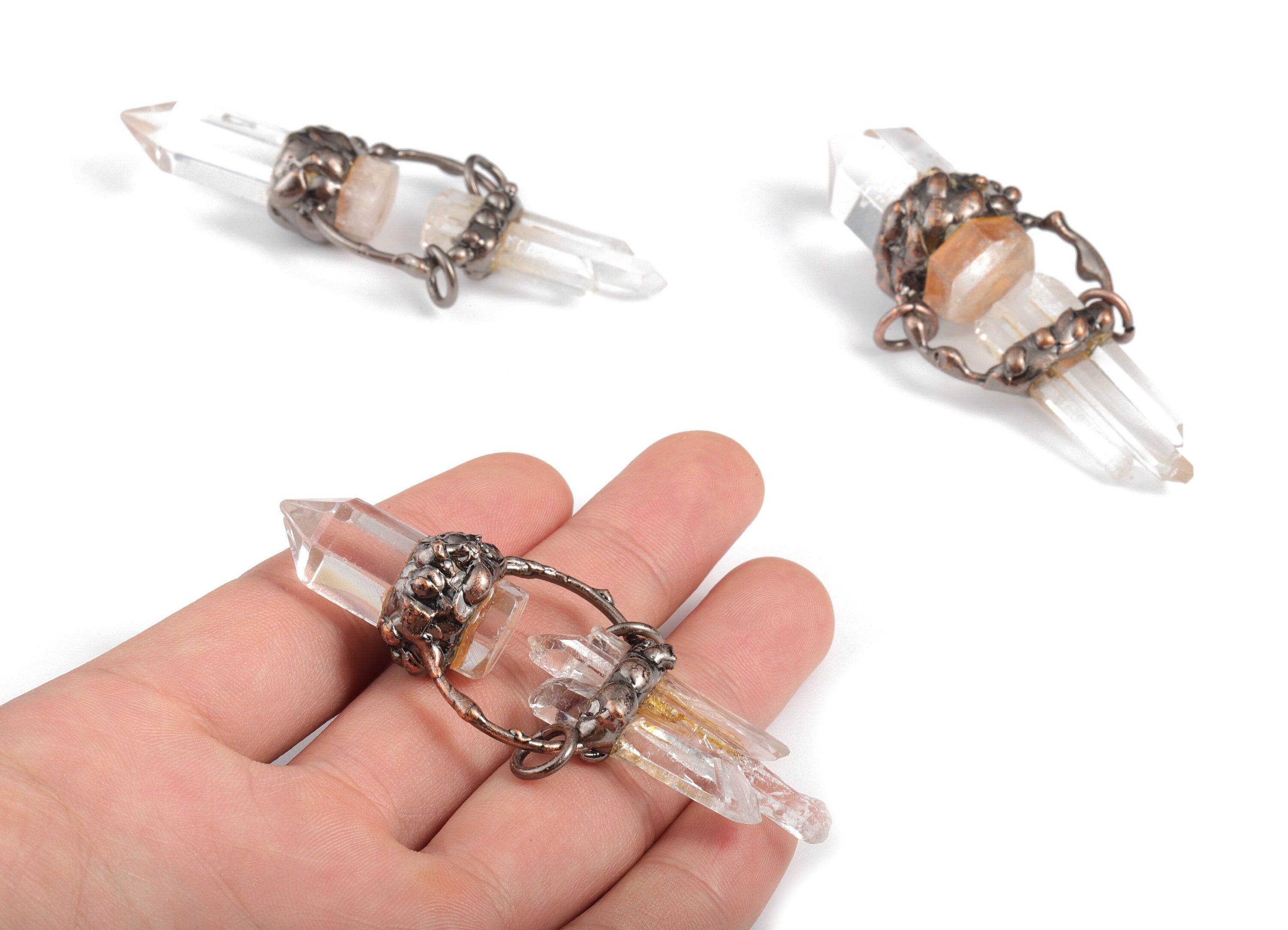 White Crystal Bullet Charms – Double Bullet Pendant – Crystal Jewelry - Average size– Jewelry Making Supplies- 76.10x28.86x20.49mm - NS1355 - DOMEDBAZAAR