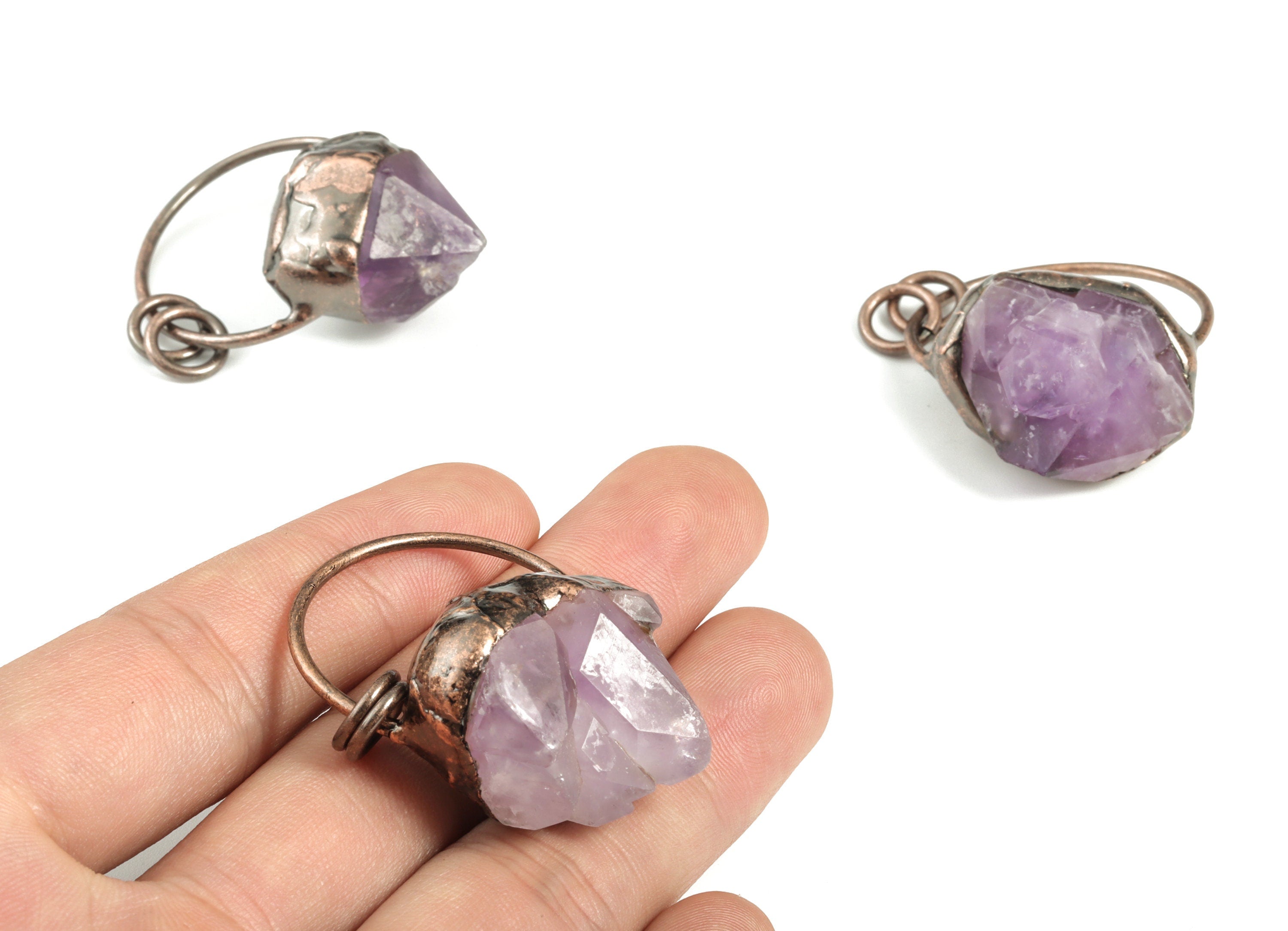 Purple Amethyst Pendant Charms – Irregular Amethyst Purple Earring Charm – Jewelry Supplies - Average Size - 41.57x30.46x23.10mm - NS1344 - DOMEDBAZAAR