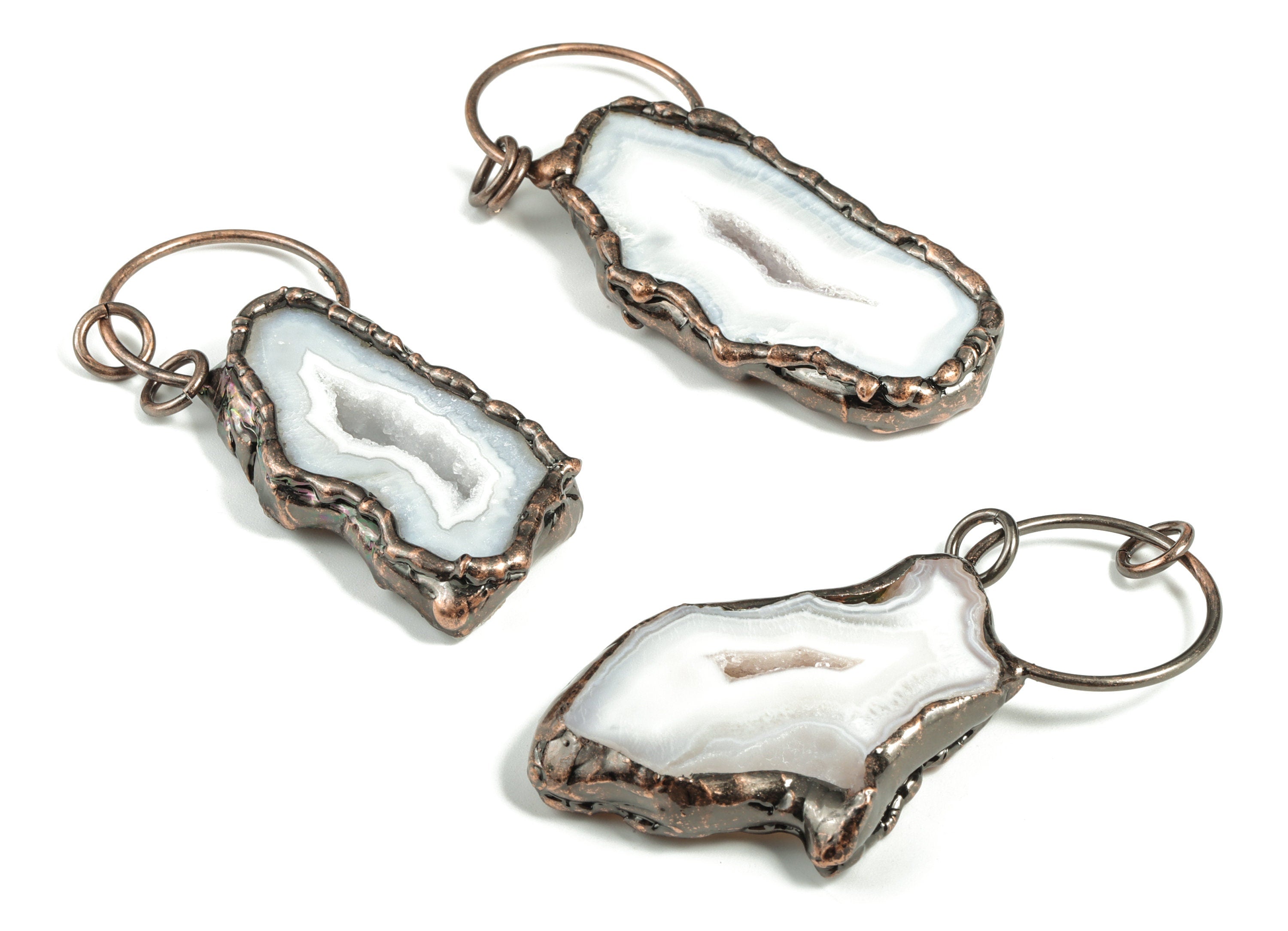 Druzy Agate Pendant - Gemstone Earring Charm - Jewelry Making Supplies – Druzy Agate Jewelry - Average Size - 72.85×41.29×7.7mm - NS1366 - DOMEDBAZAAR