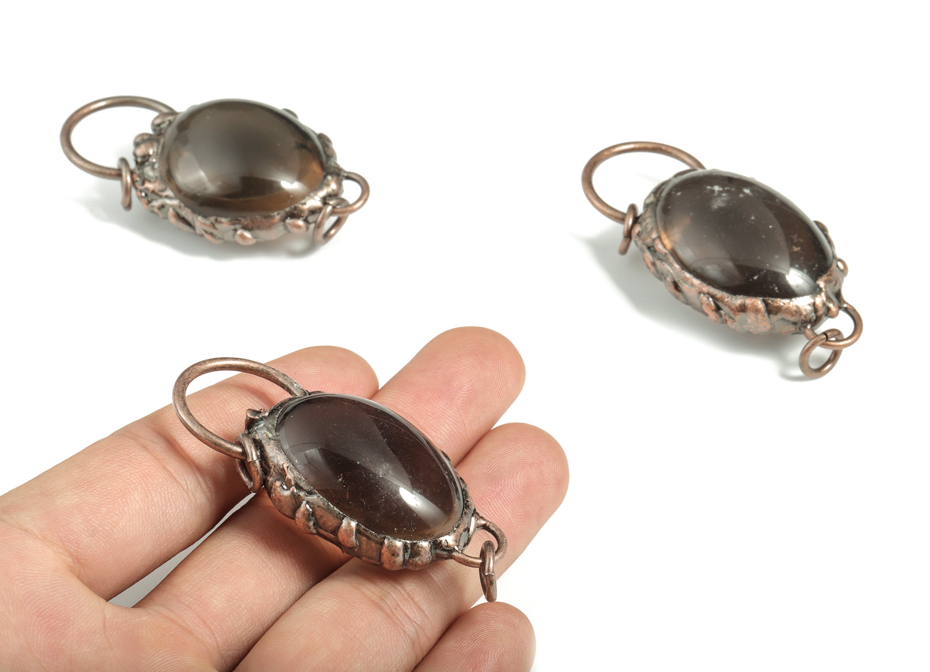 Smoky Quartz Earring Charm – Citrine Pendant with A Loop – Citrine Gemstone - Average Size – Jewelry Supplies – 58.40×33.94×25.63mm - NS1367 - DOMEDBAZAAR