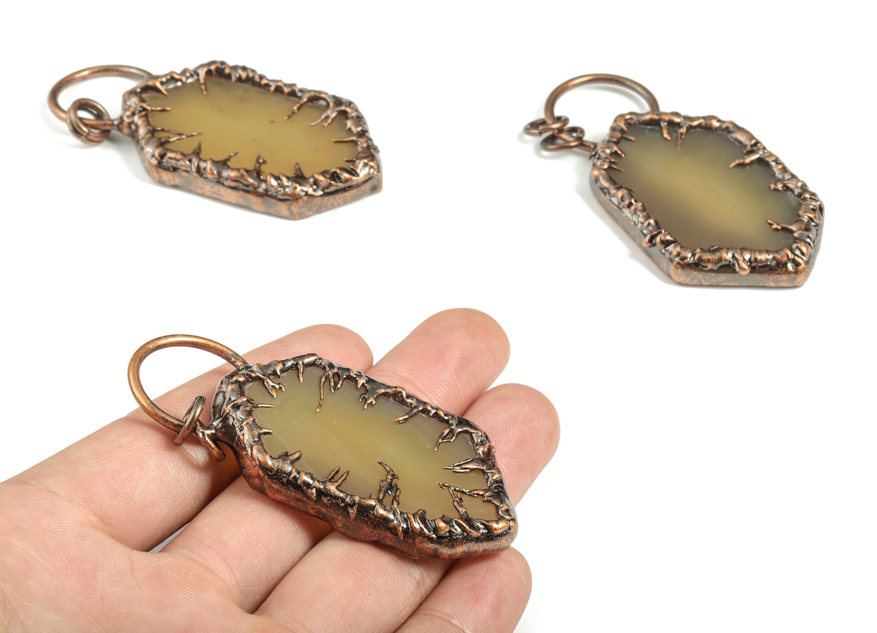 Hexagon Yellow Agate Pendant - Agate Earring Charm –Gemstone Jewelry – DIY Jewelry Supplies - Average Size - 73.67×34.09 ×6.52mm - NS1371 - DOMEDBAZAAR