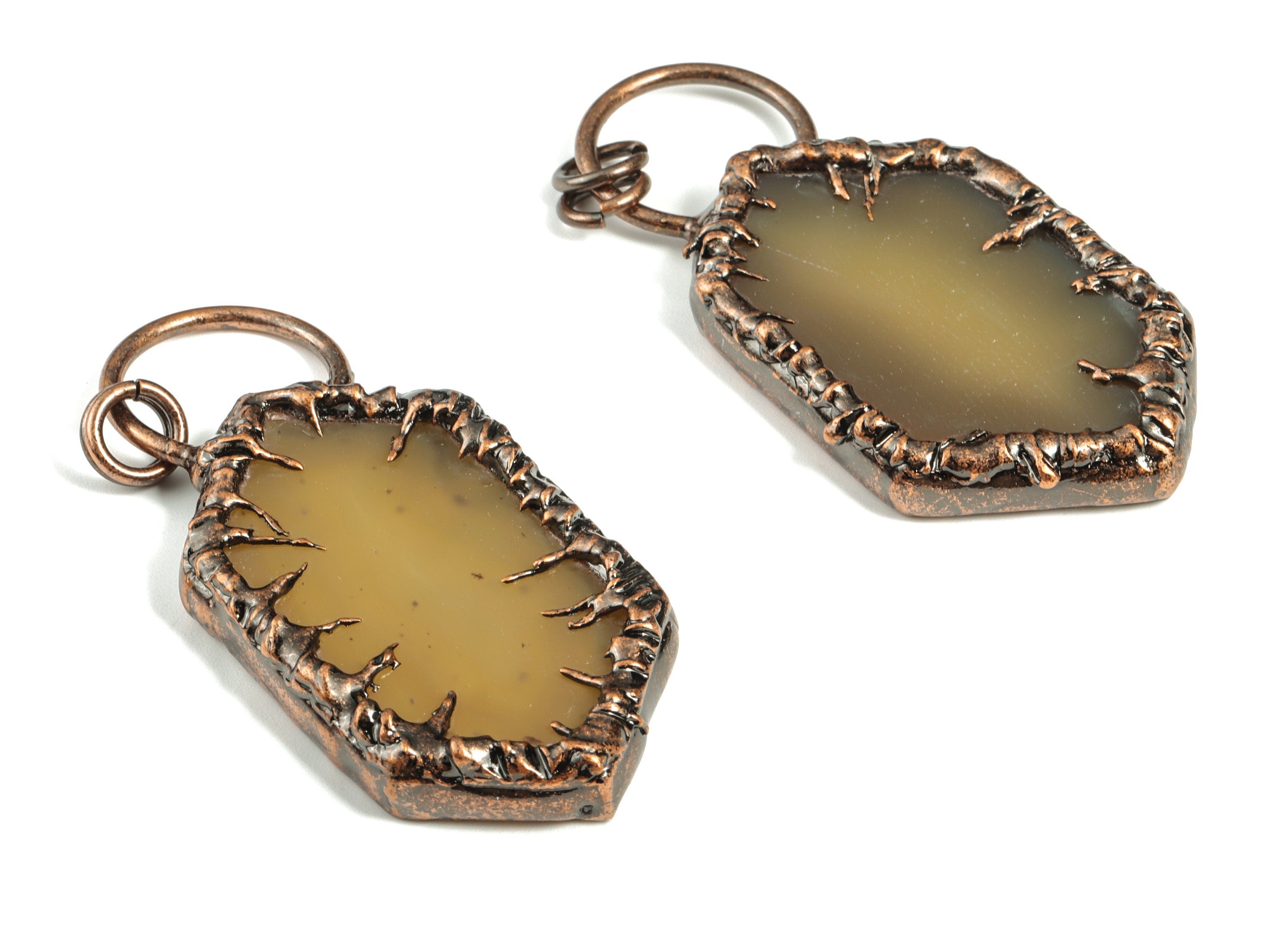 Hexagon Yellow Agate Pendant - Agate Earring Charm –Gemstone Jewelry – DIY Jewelry Supplies - Average Size - 73.67×34.09 ×6.52mm - NS1371 - DOMEDBAZAAR