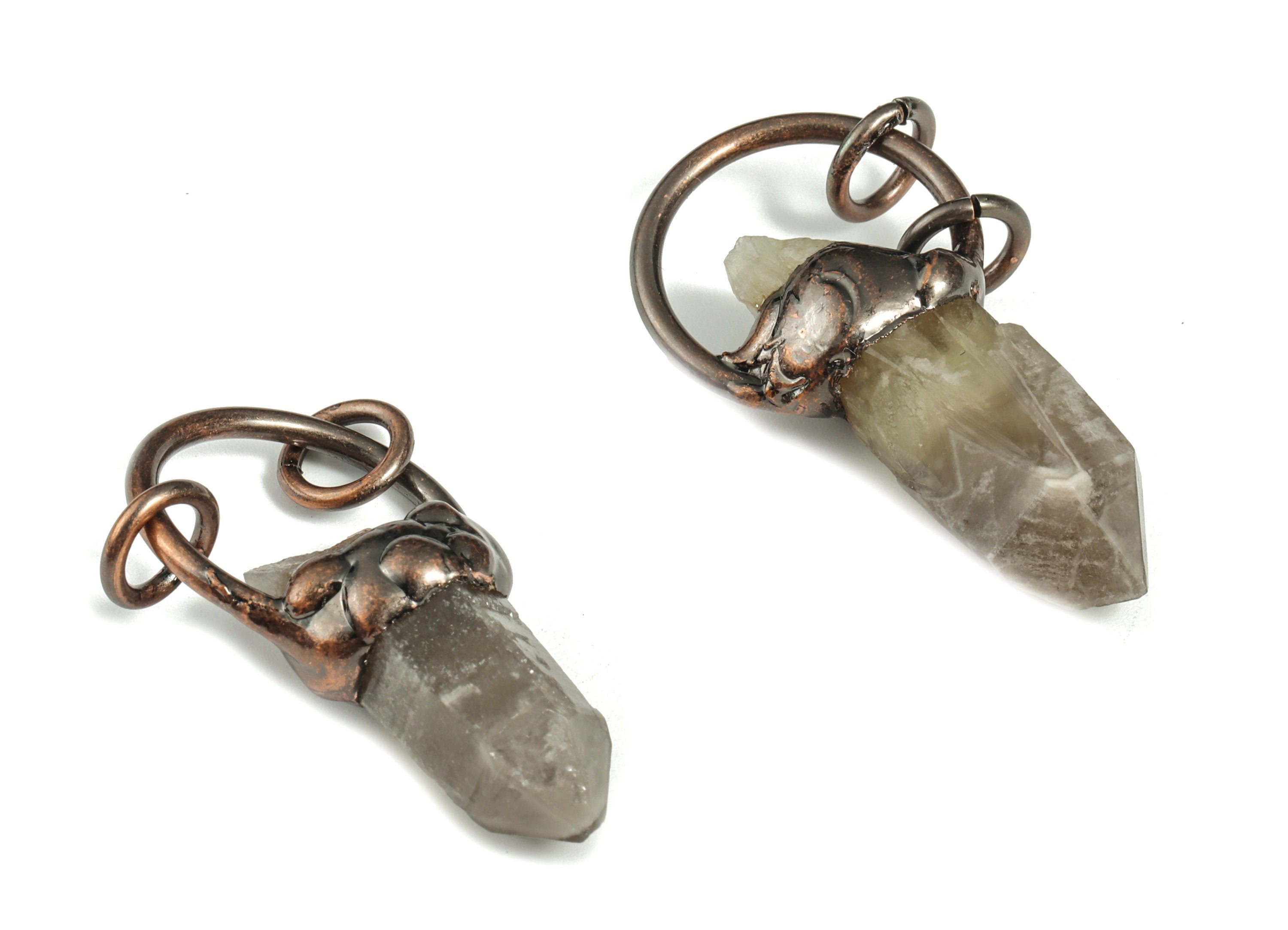 Raw Natural Citrine Pointed Pendant - White Healing Crystal Earrings Charm– Jewelry Supplies - Average Size - 43.67x22.64×10.75mm - NS1383 - DOMEDBAZAAR