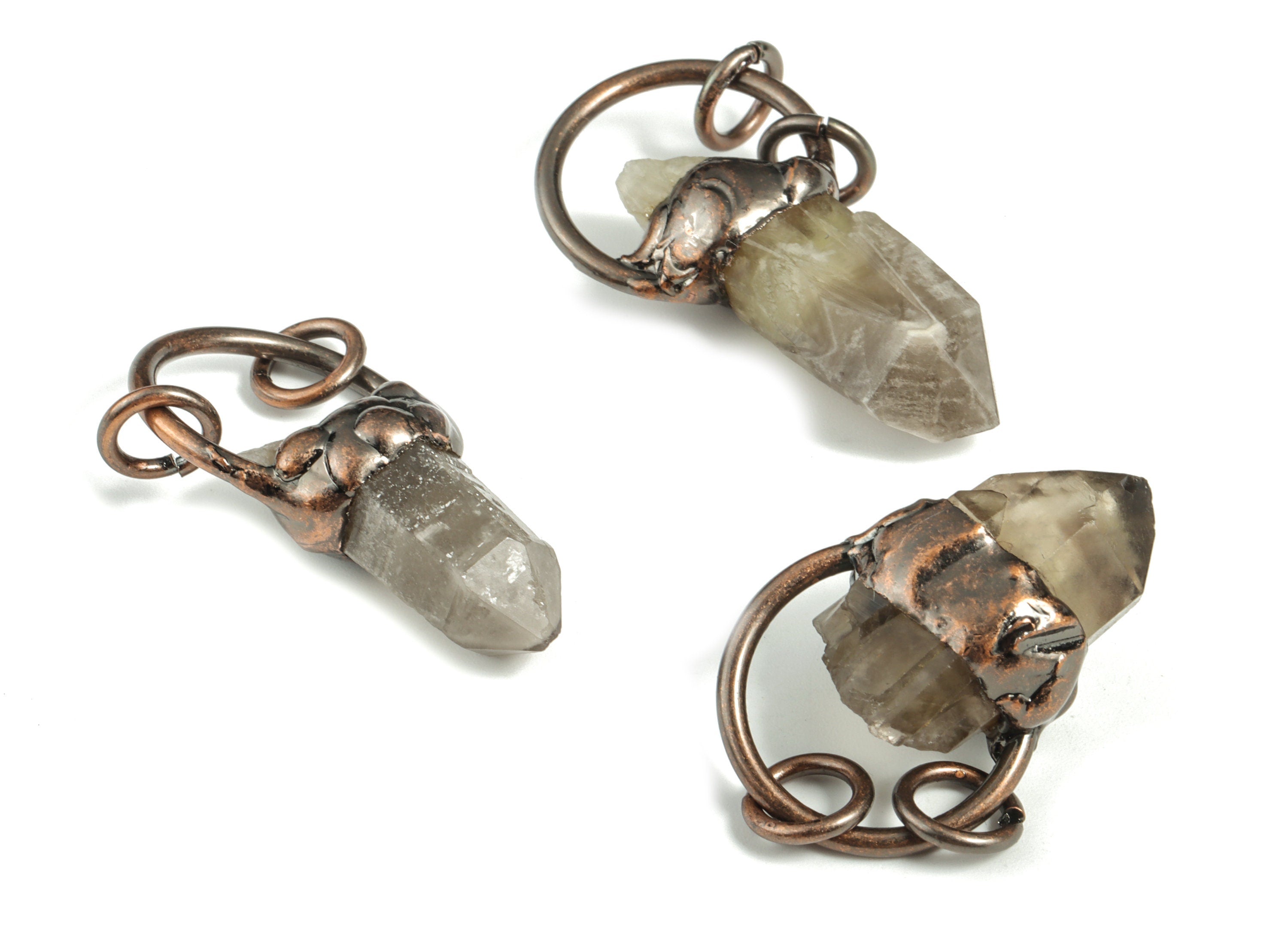 Raw Natural Citrine Pointed Pendant - White Healing Crystal Earrings Charm– Jewelry Supplies - Average Size - 43.67x22.64×10.75mm - NS1383 - DOMEDBAZAAR