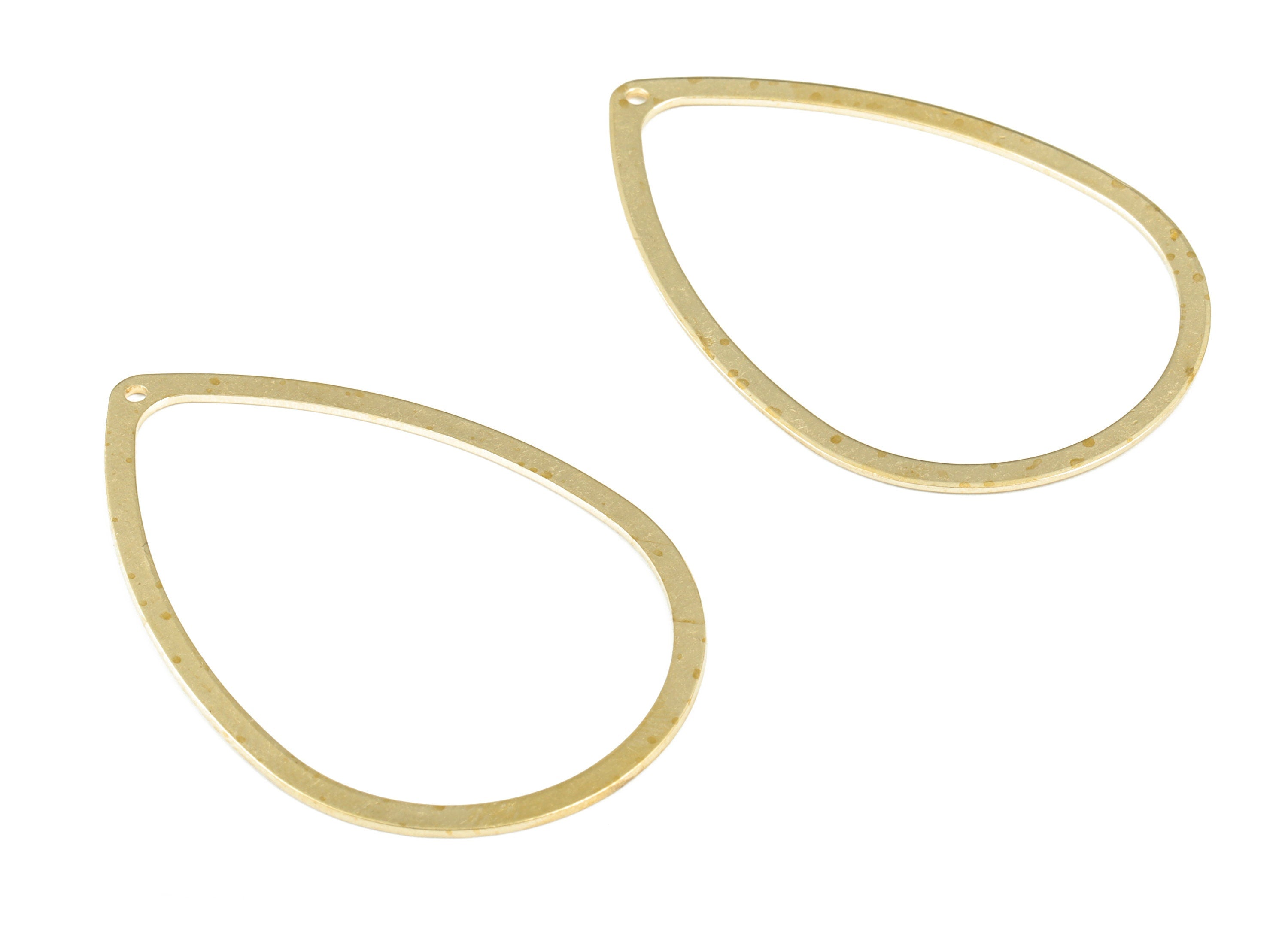 Raw Brass Large Teardrop Charms - Hollow Drop Pendant - Connector Link - Ear Wire Hoops Findings - Jewelry Supplies - 48.5x3x0.8mm - PP3837 - DOMEDBAZAAR