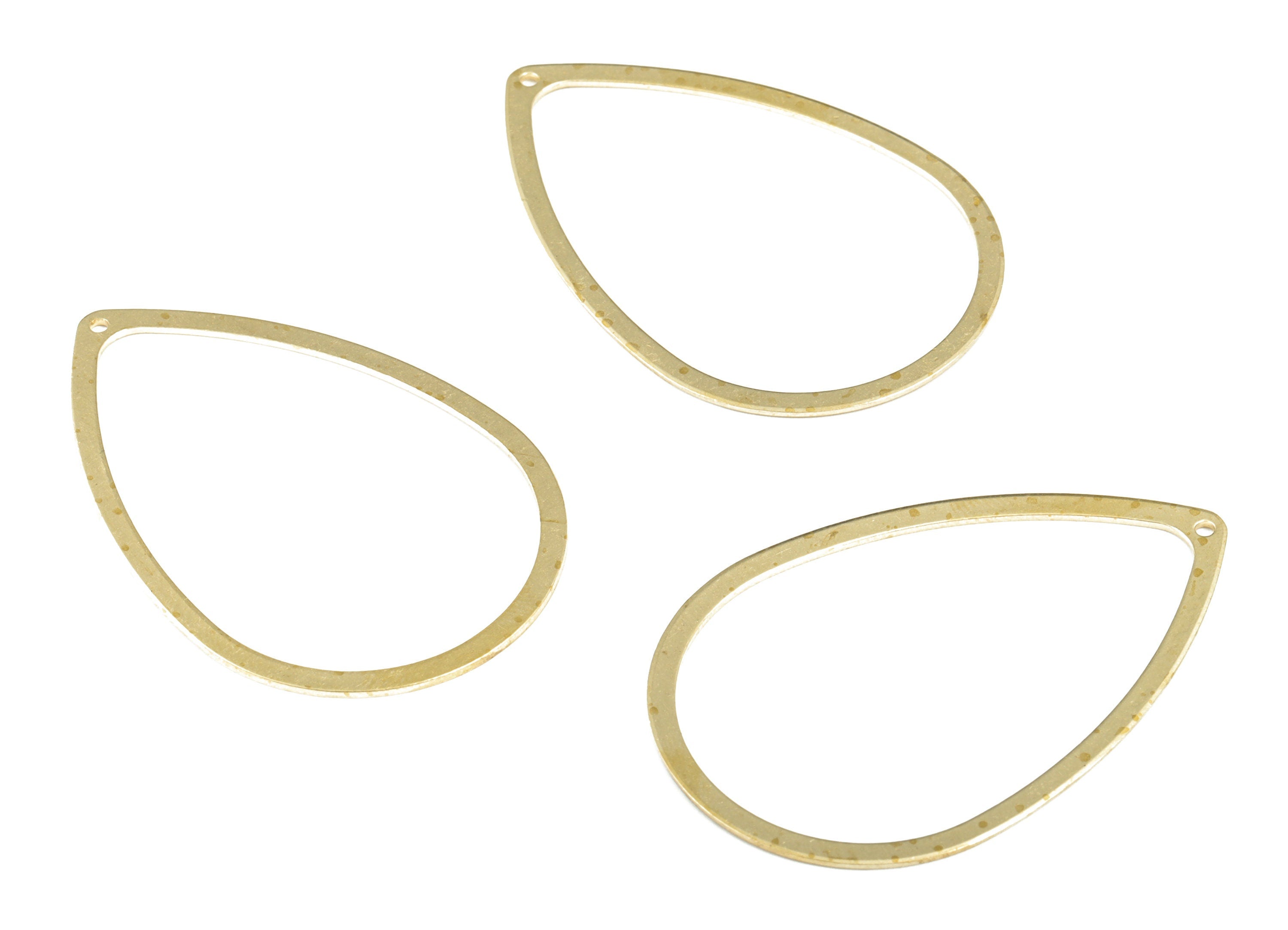 Raw Brass Large Teardrop Charms - Hollow Drop Pendant - Connector Link - Ear Wire Hoops Findings - Jewelry Supplies - 48.5x3x0.8mm - PP3837 - DOMEDBAZAAR