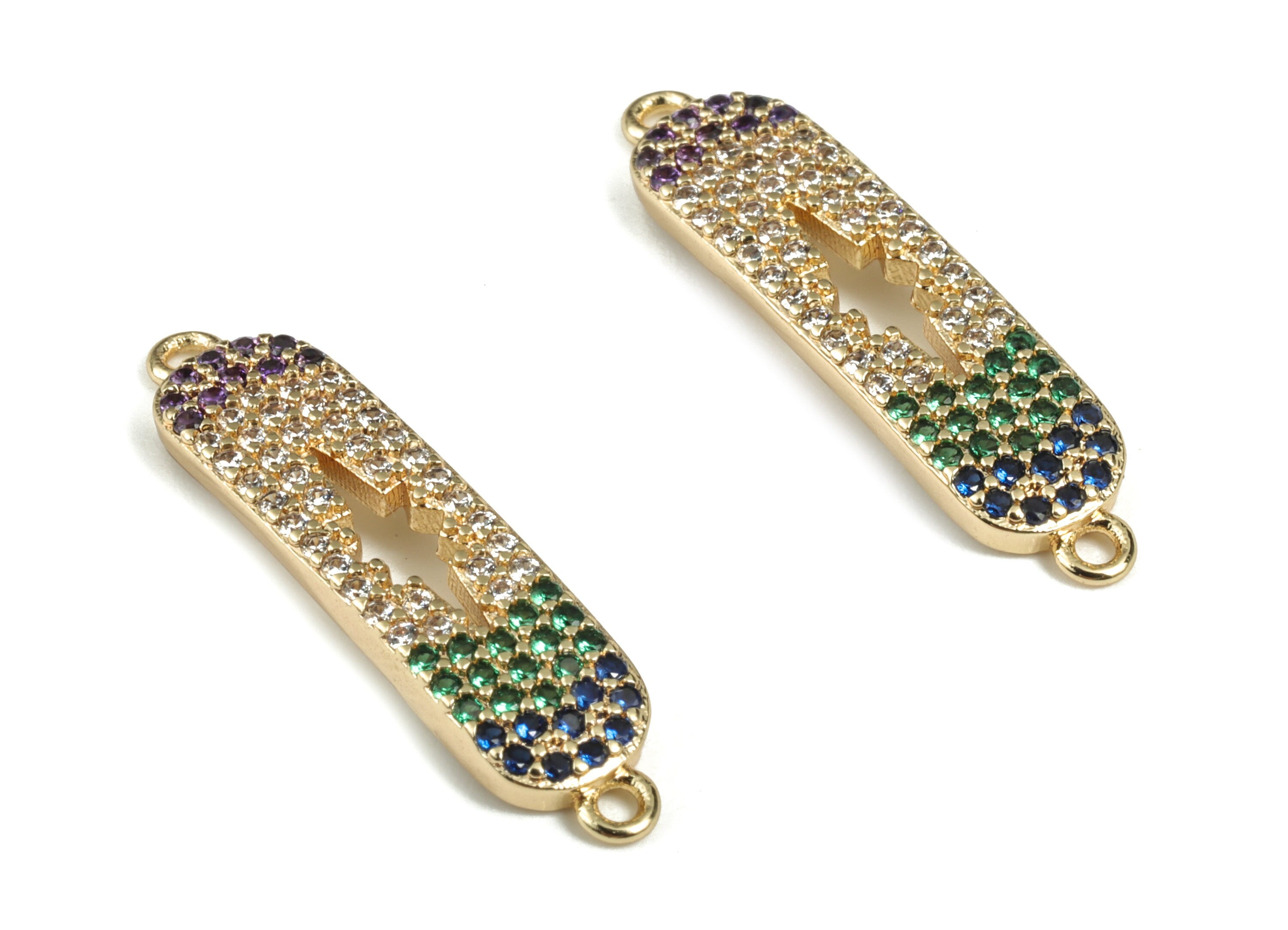 Bracelet Connector With Zircons - Necklace Adjustable Connector - DIY Jewelry Making Findings - Jewelry Supplies - 25.22x6.1x1.9mm - RGP2917 - DOMEDBAZAAR