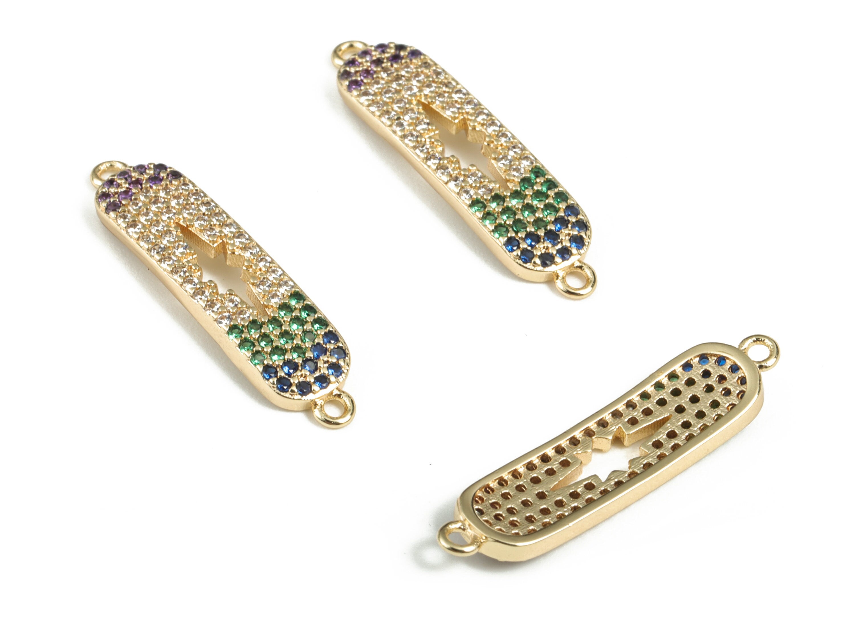 Bracelet Connector With Zircons - Necklace Adjustable Connector - DIY Jewelry Making Findings - Jewelry Supplies - 25.22x6.1x1.9mm - RGP2917 - DOMEDBAZAAR