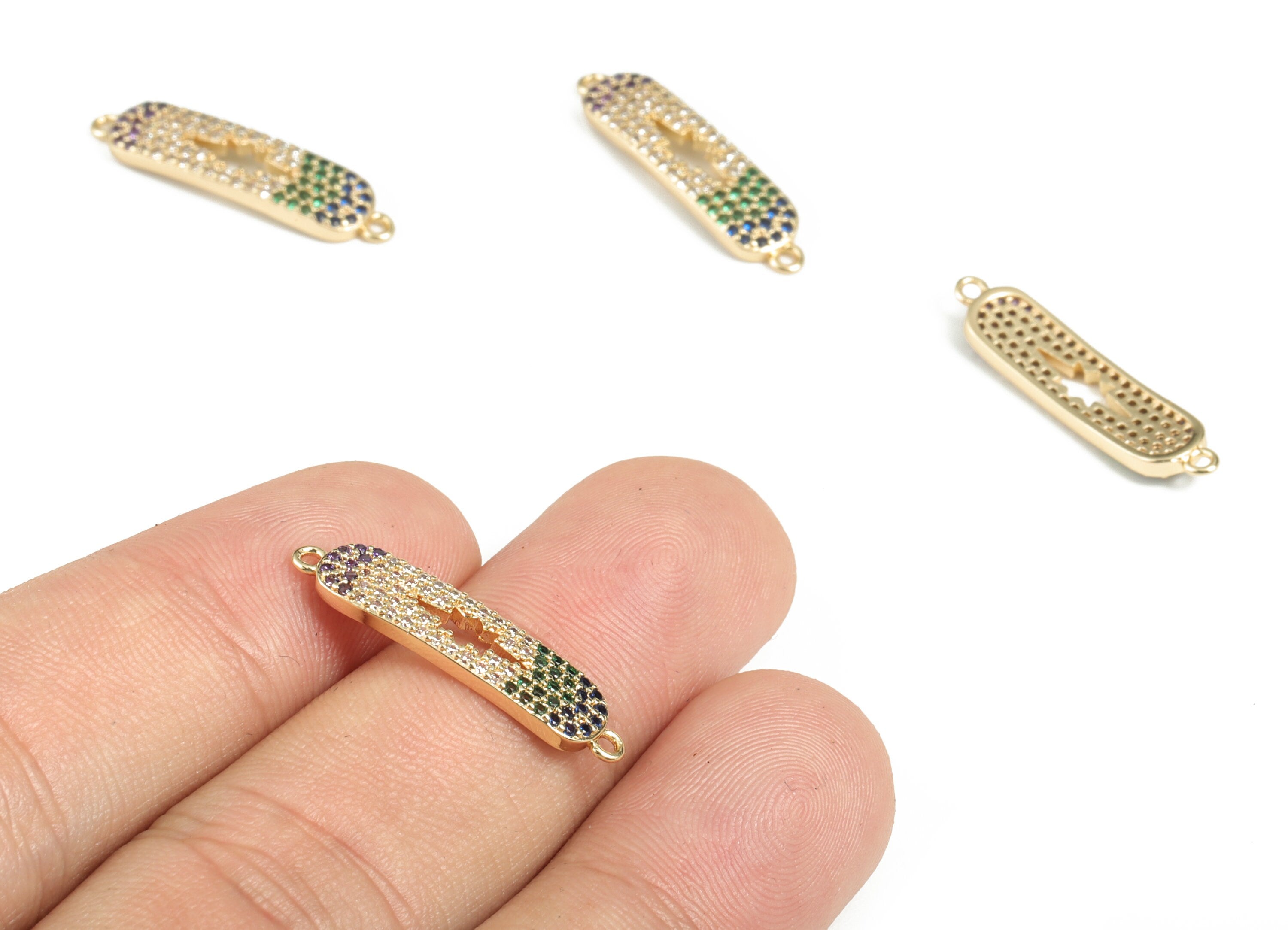 Bracelet Connector With Zircons - Necklace Adjustable Connector - DIY Jewelry Making Findings - Jewelry Supplies - 25.22x6.1x1.9mm - RGP2917 - DOMEDBAZAAR