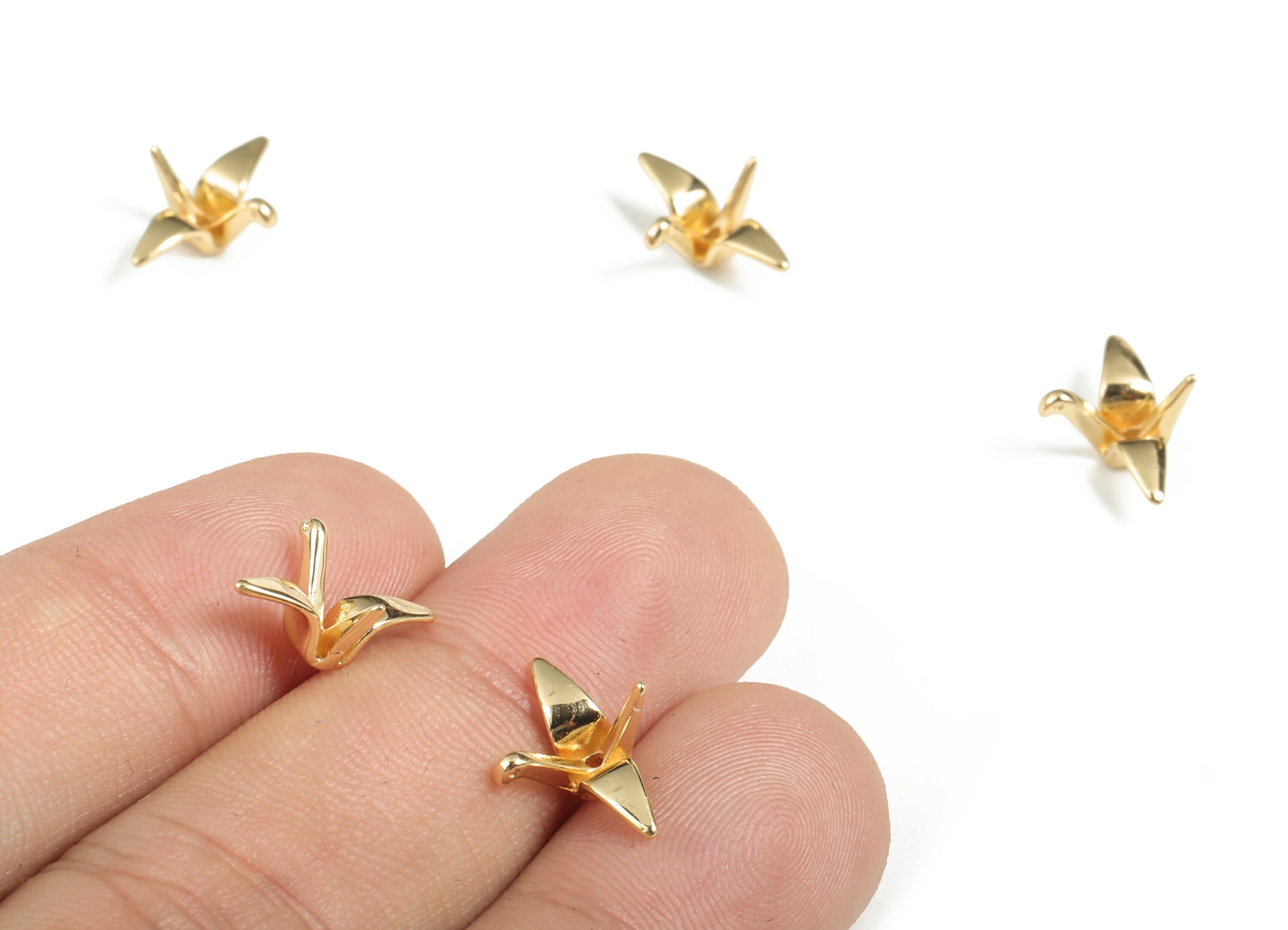 Tiny Flying Bird Bead Charms - Bird Charm - Flying Bird Necklace – 18K Real Gold Plating – Jewelry Supplies- 14.1 x 10.22 x 6.05mm - RGP2916 - DOMEDBAZAAR