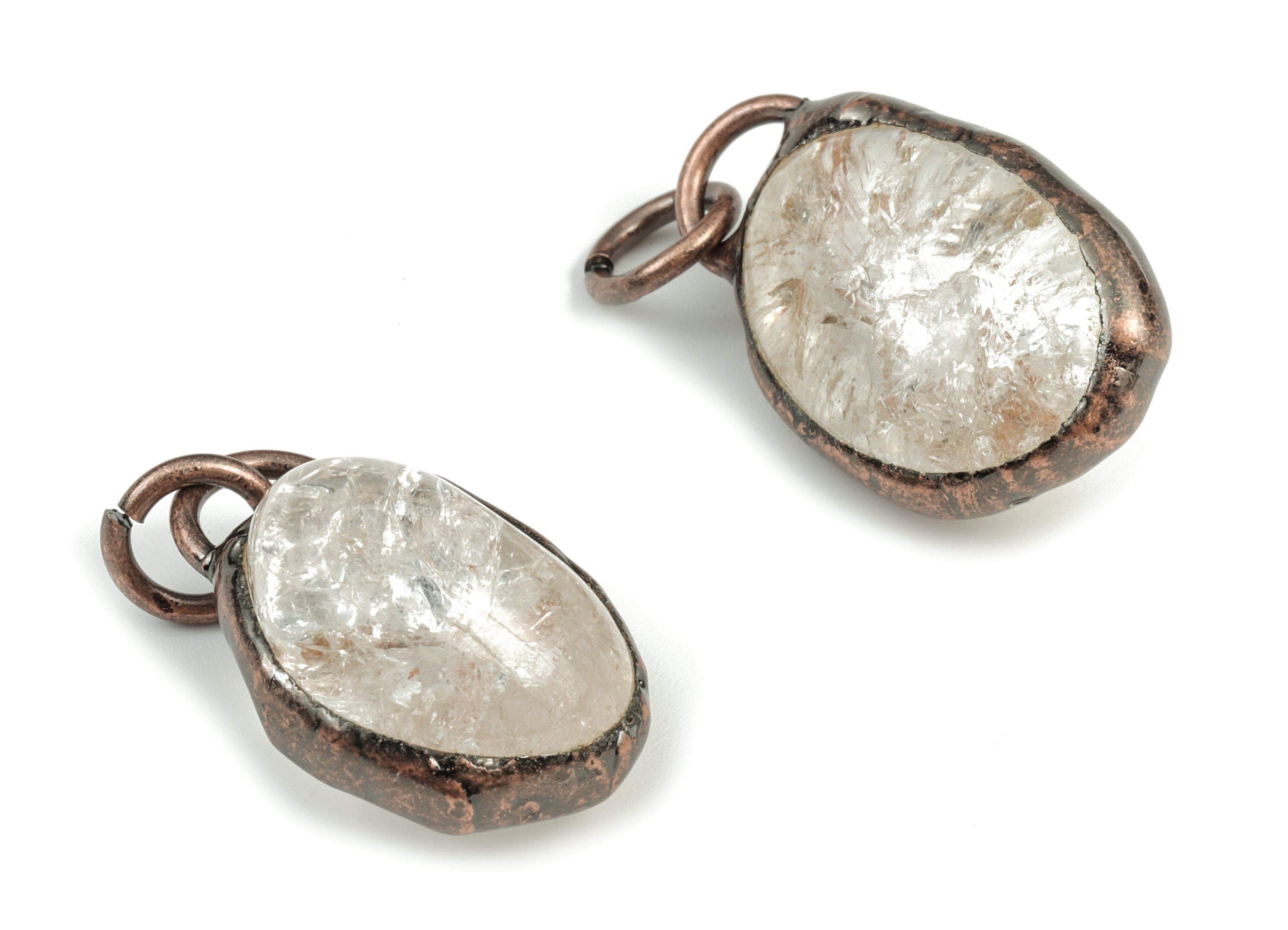 Clear Quartz Pedant – Oval Teardrop Earring Charm – Jewelry Making – Average Size –Jewelry Supply - 31.02x17.71x11.05mm – NS1287 - DOMEDBAZAAR