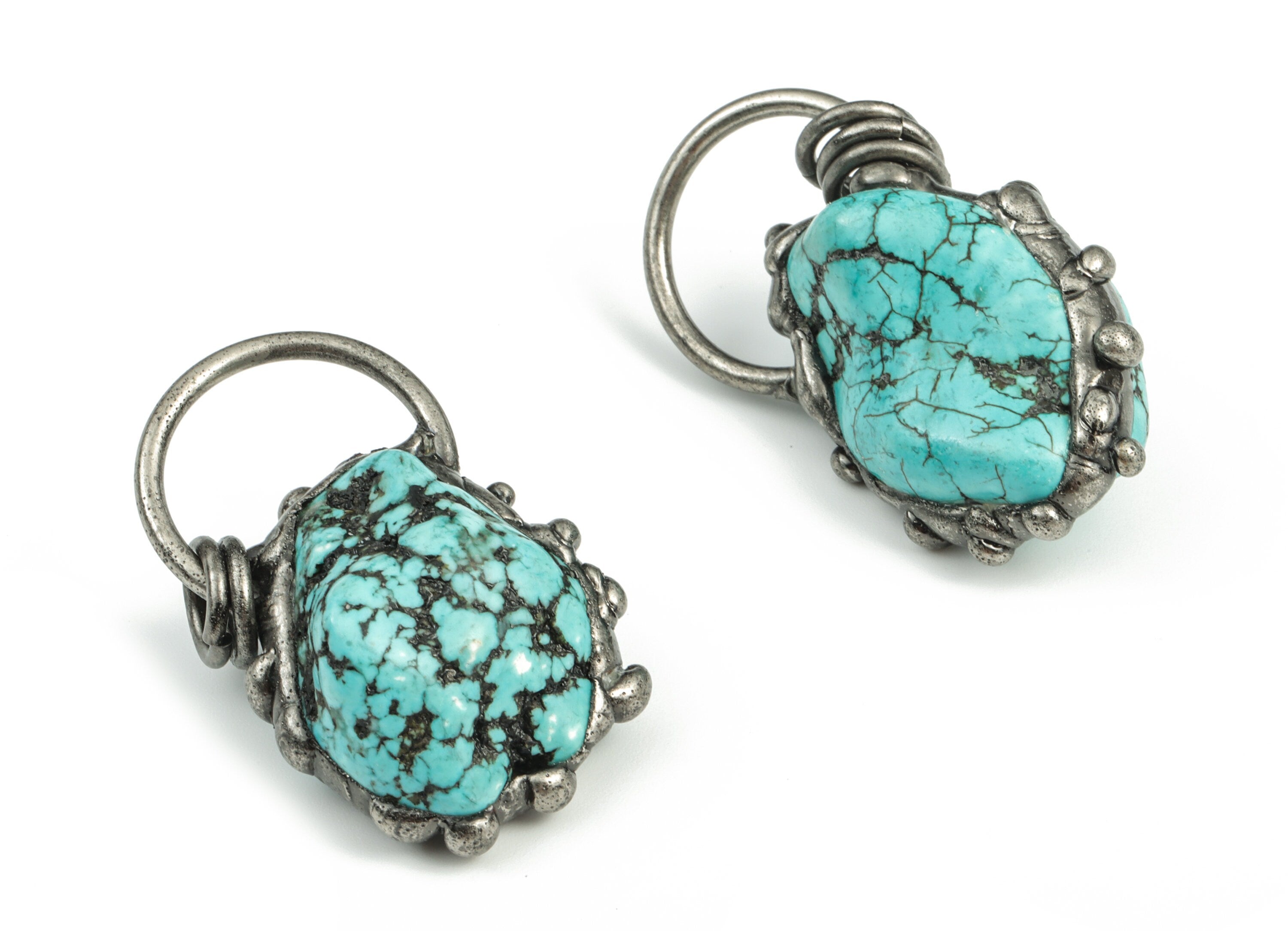 Natural Tophus Gemstone Pendant – Blue Tophus Earring Charm – Jewelry Making Supplies– Average Size – 33.66x23.55x18.08mm – NS1299 - DOMEDBAZAAR