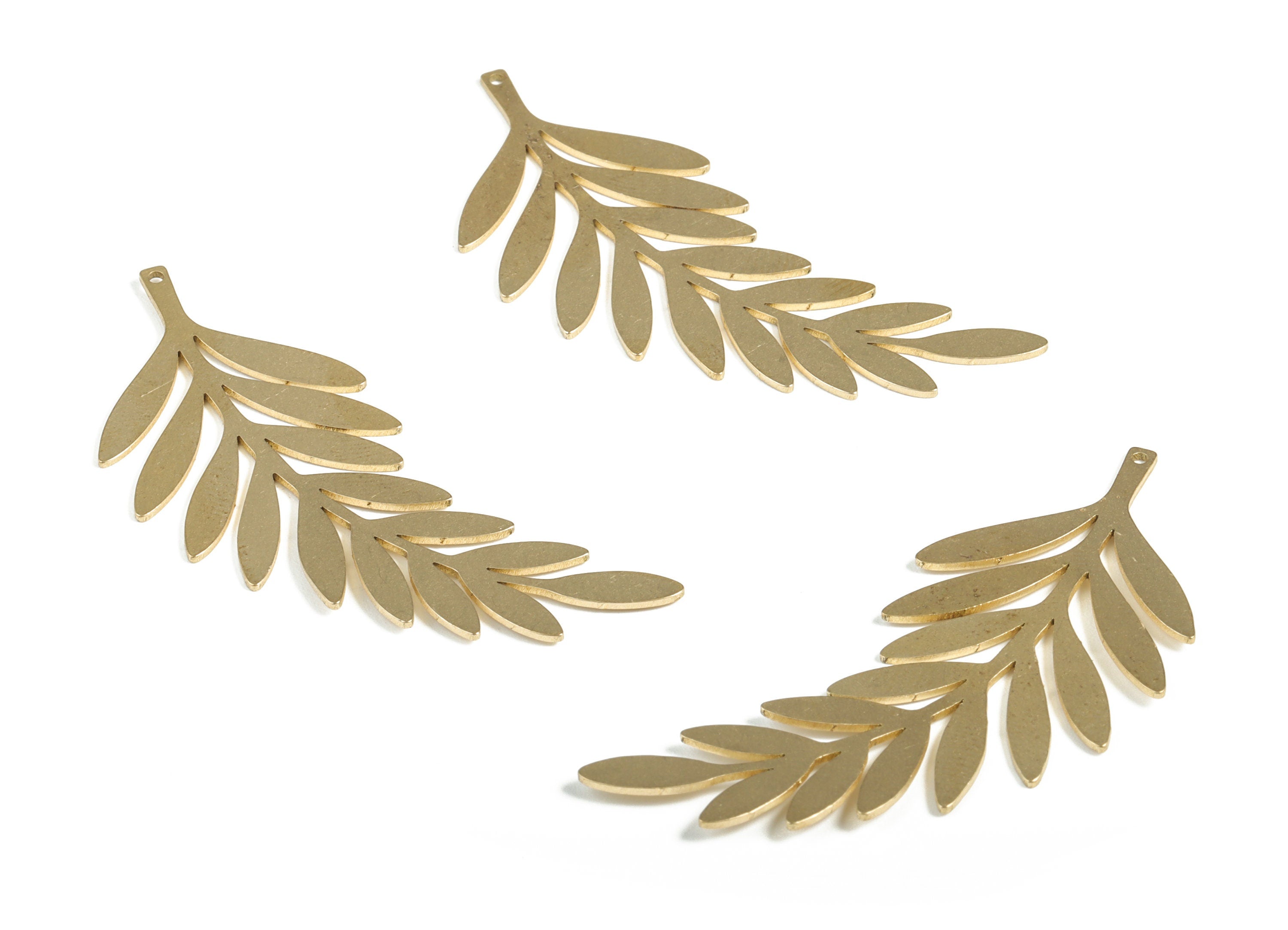 Brass Branch Earring Charms - Raw Brass Leaf Pendant - Leaf Branch - Earrings Finding –Brass Jewelry Supplies - 48.58x20.34x0.8mm - PP4010 - DOMEDBAZAAR