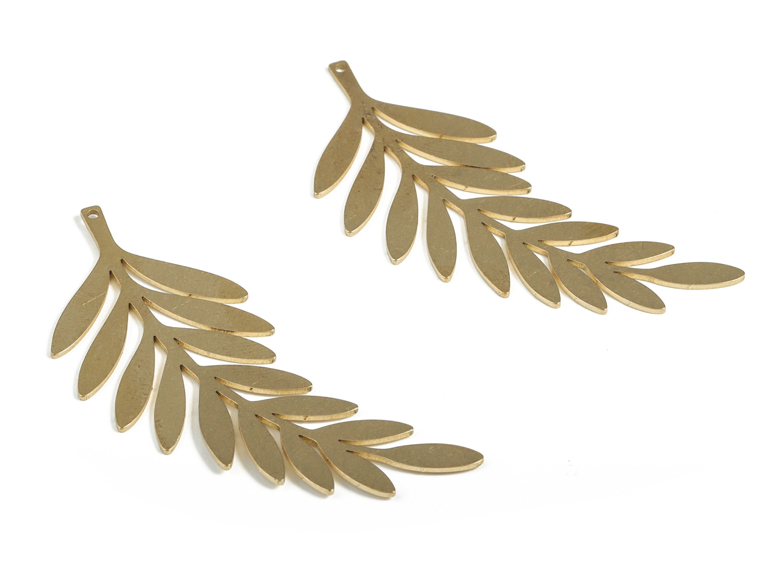 Brass Branch Earring Charms - Raw Brass Leaf Pendant - Leaf Branch - Earrings Finding –Brass Jewelry Supplies - 48.58x20.34x0.8mm - PP4010 - DOMEDBAZAAR