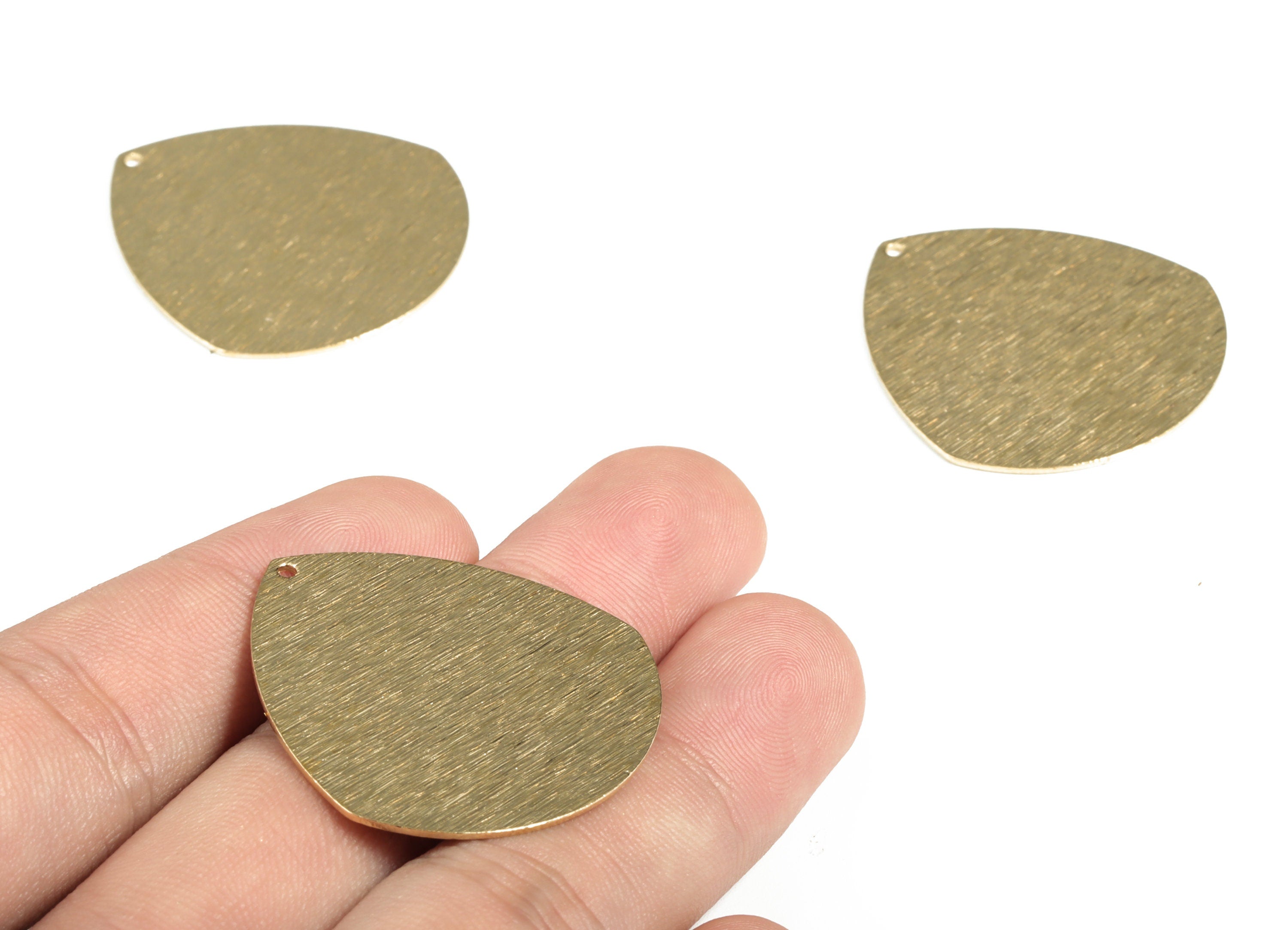 Brass Textured Drop Earring Charms - Raw Brass Drop Pendant - Earring Findings - Jewelry Making Supplies - 35.53x32.89x0.79mm - PP4015 - DOMEDBAZAAR