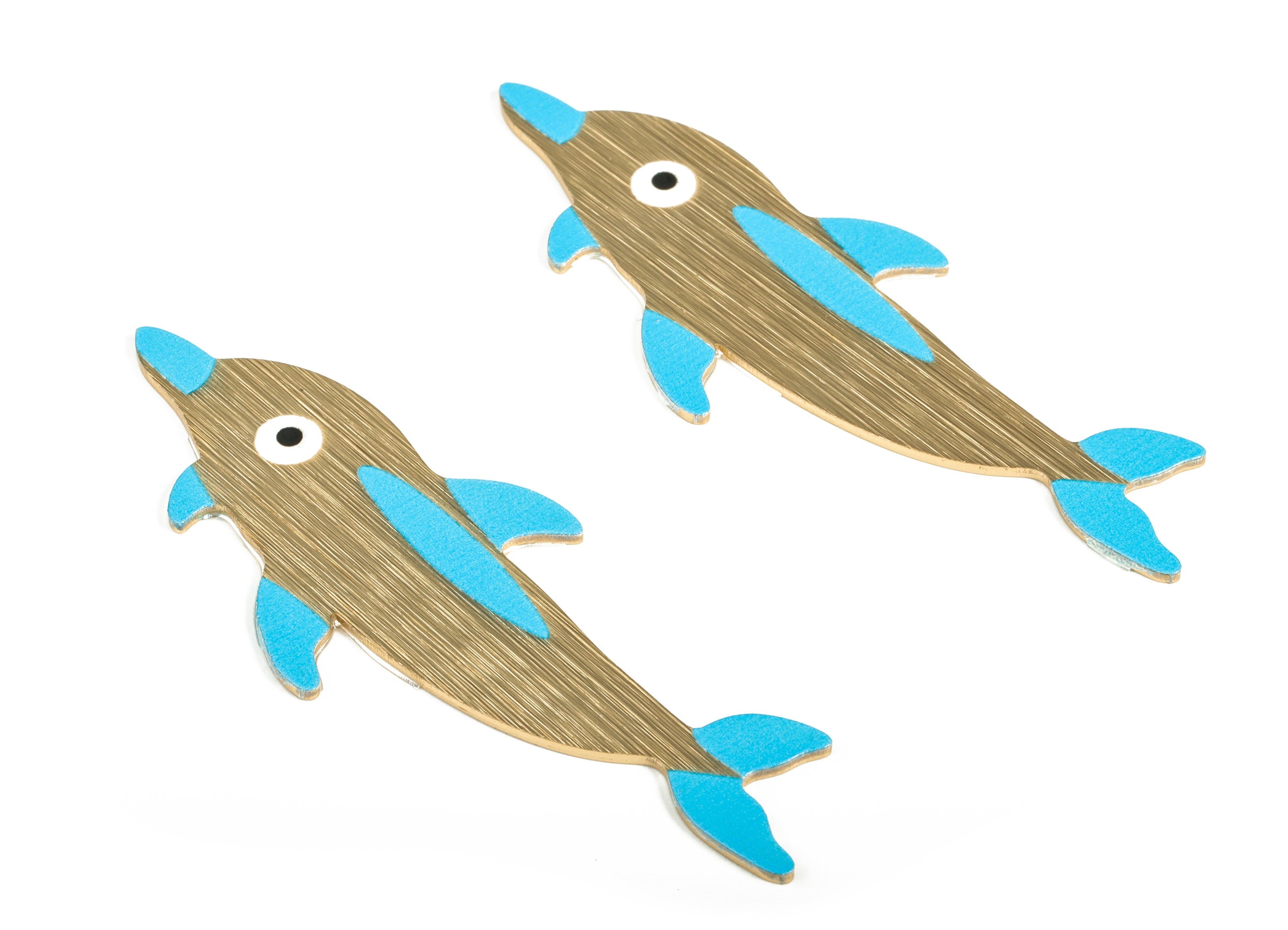 Aluminium Dolphin for Hair Barrette – Aluminium Dolphin Hair Clip - Gold Tone Plated Charms - Jewelry Supplies - 73.42x26.51x1.2mm -AA1147A - DOMEDBAZAAR