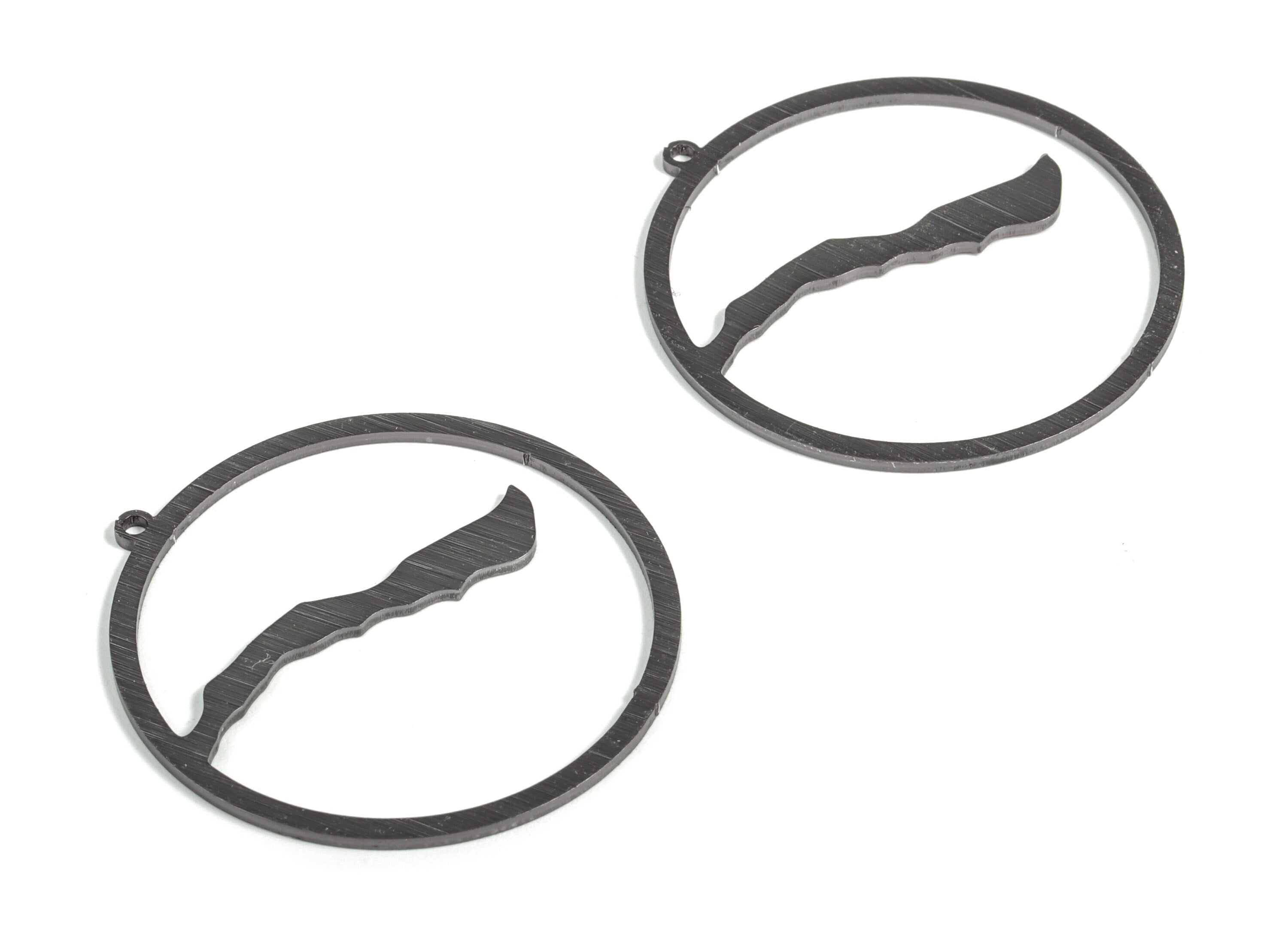 Aluminum Round Earring Charms - Aluminum Circle Pendant - Anodized Aluminium Charms - Black Plated - 41.04x39.95x1.14mm - AA1153A - DOMEDBAZAAR