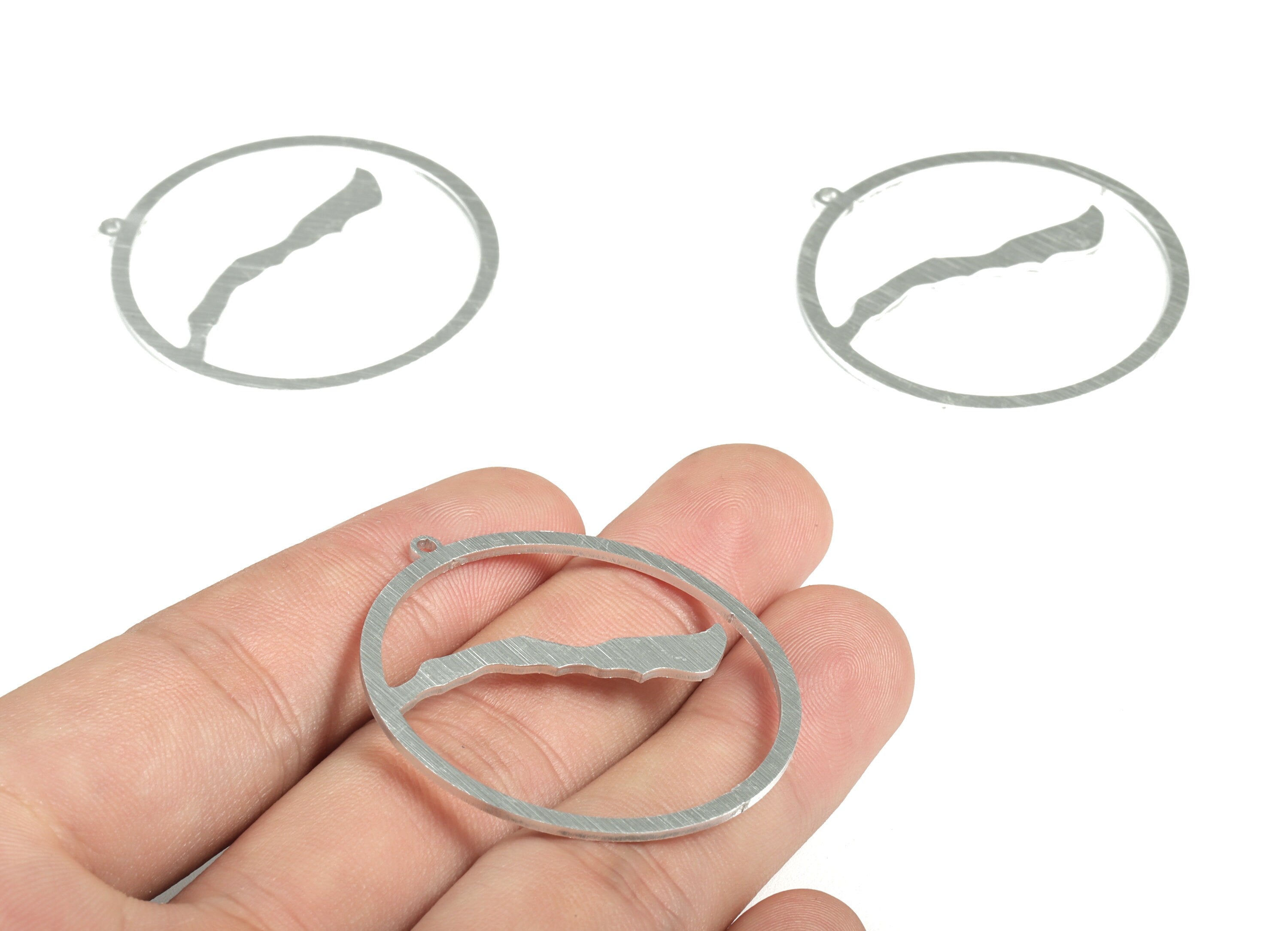 Aluminum Round Earring Charms - Aluminum Circle Pendant - Anodized Aluminium Charms - Silver Tone Plated - 41.04x39.95x1.14mm - AA1153B - DOMEDBAZAAR