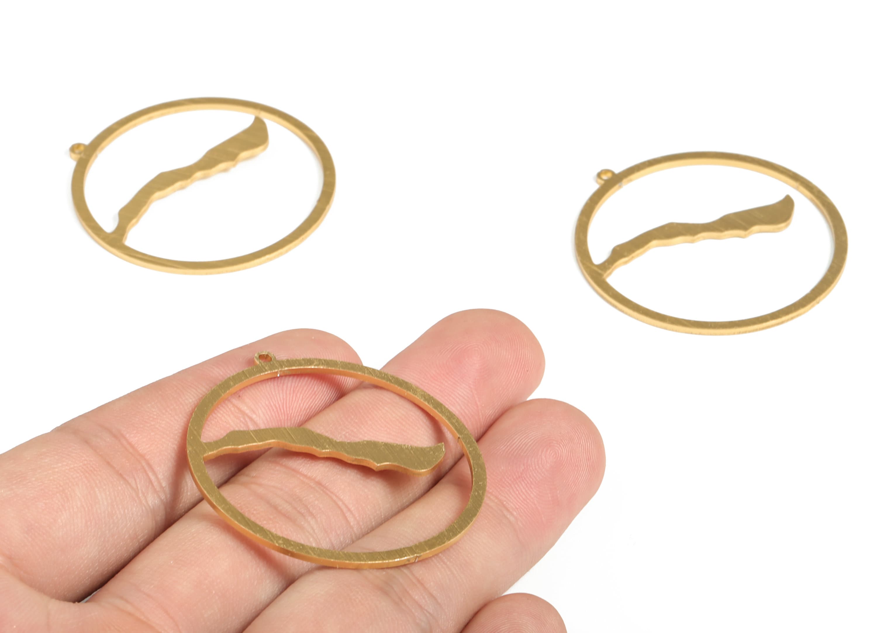 Aluminum Round Earring Charms - Aluminum Circle Pendant - Anodized Aluminium Charms - Gold Tone Plated - 41.04x39.95x1.14mm - AA1153C - DOMEDBAZAAR